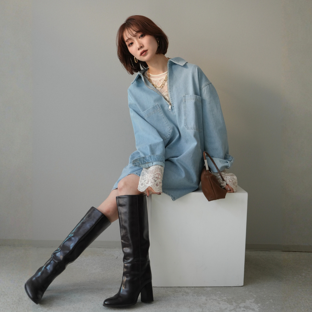 【新品未使用】Lumier ハーフジップデニムミニワンピース/BLUE onepiece – ページ – Lumier