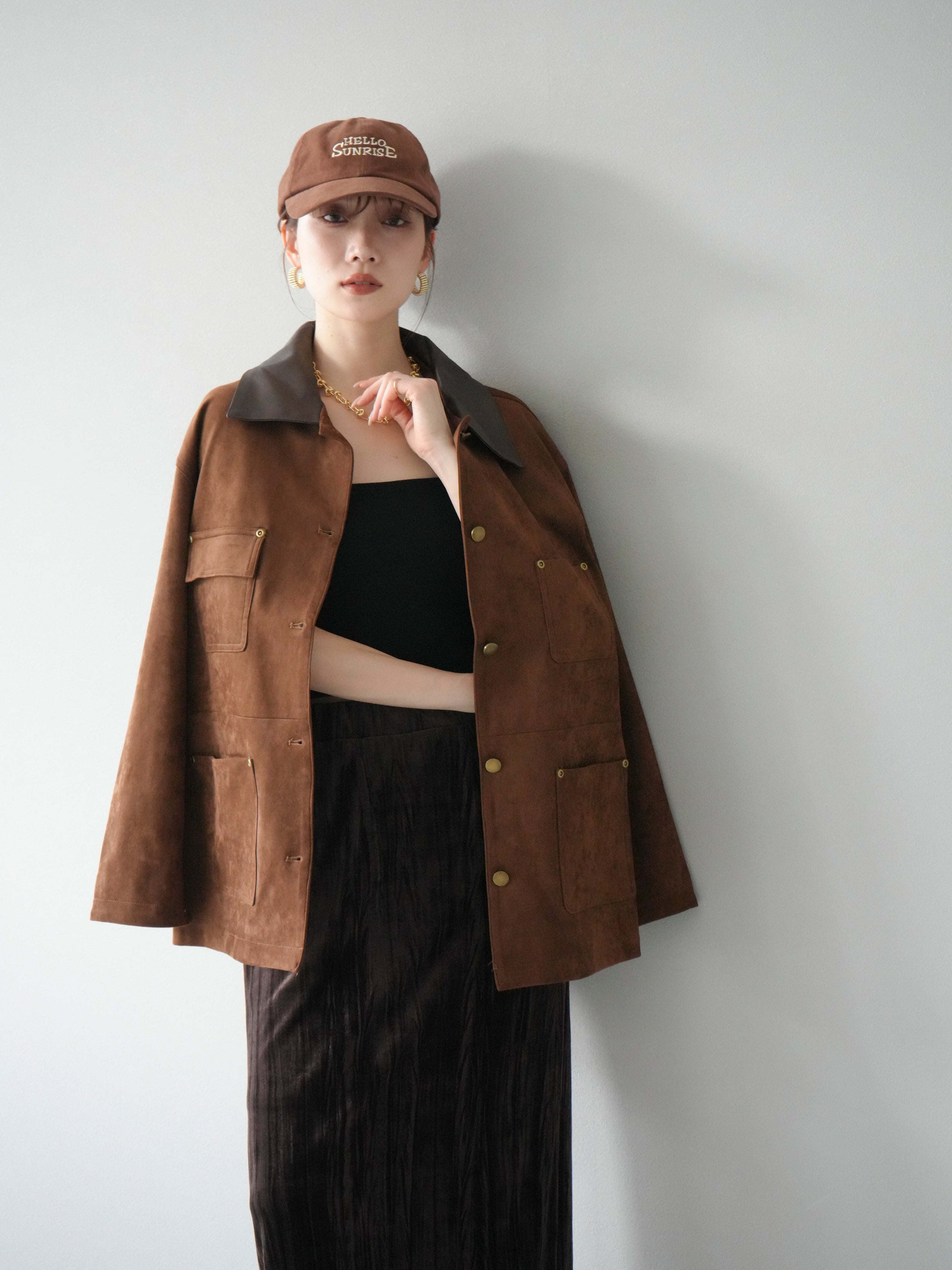 予約]レザー襟スウェードジャケット/ブラウン – Lumier