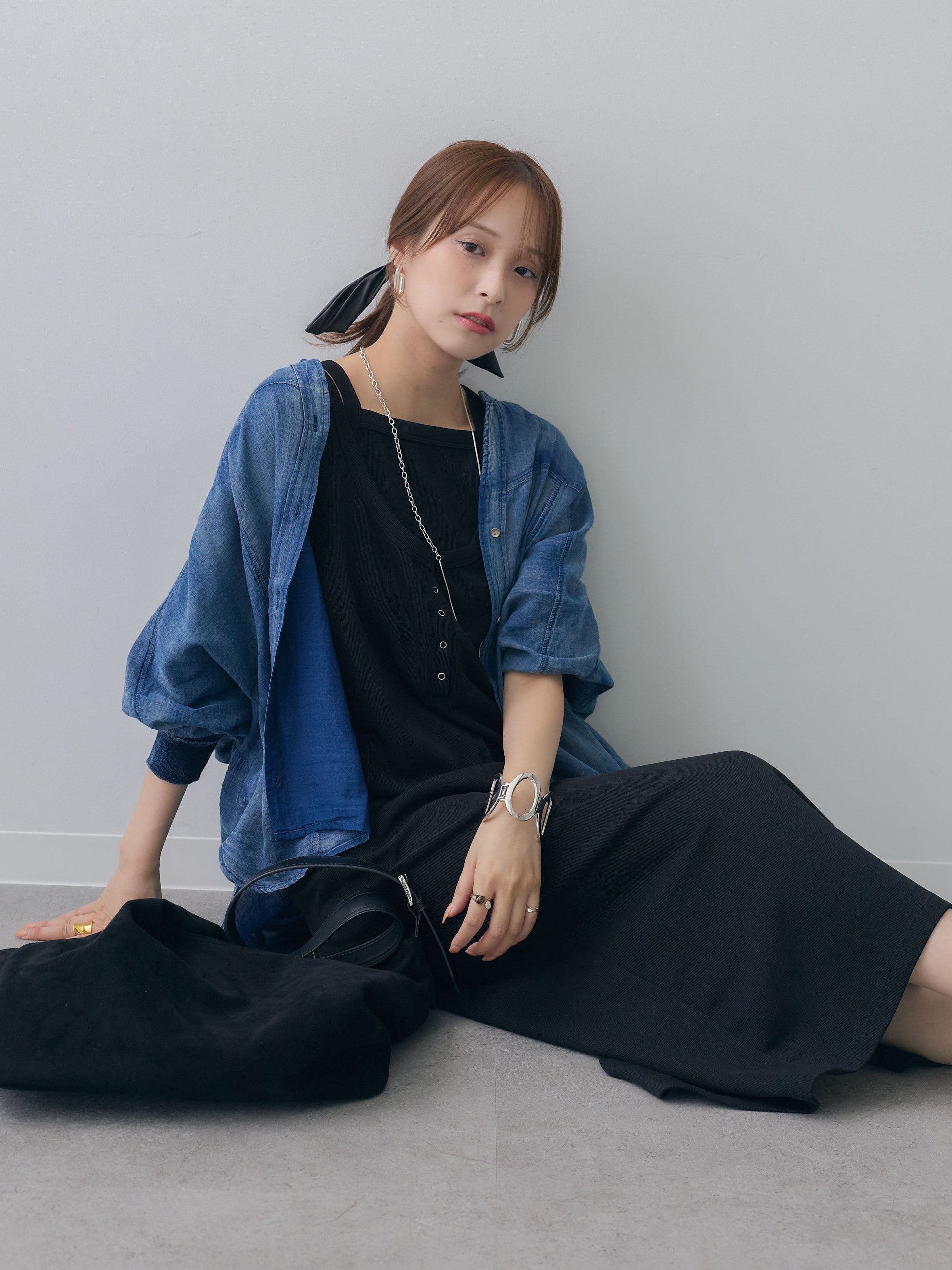 SET]前後2WAYノースリワンピース＆キャミソールSET(2SET)+シアー