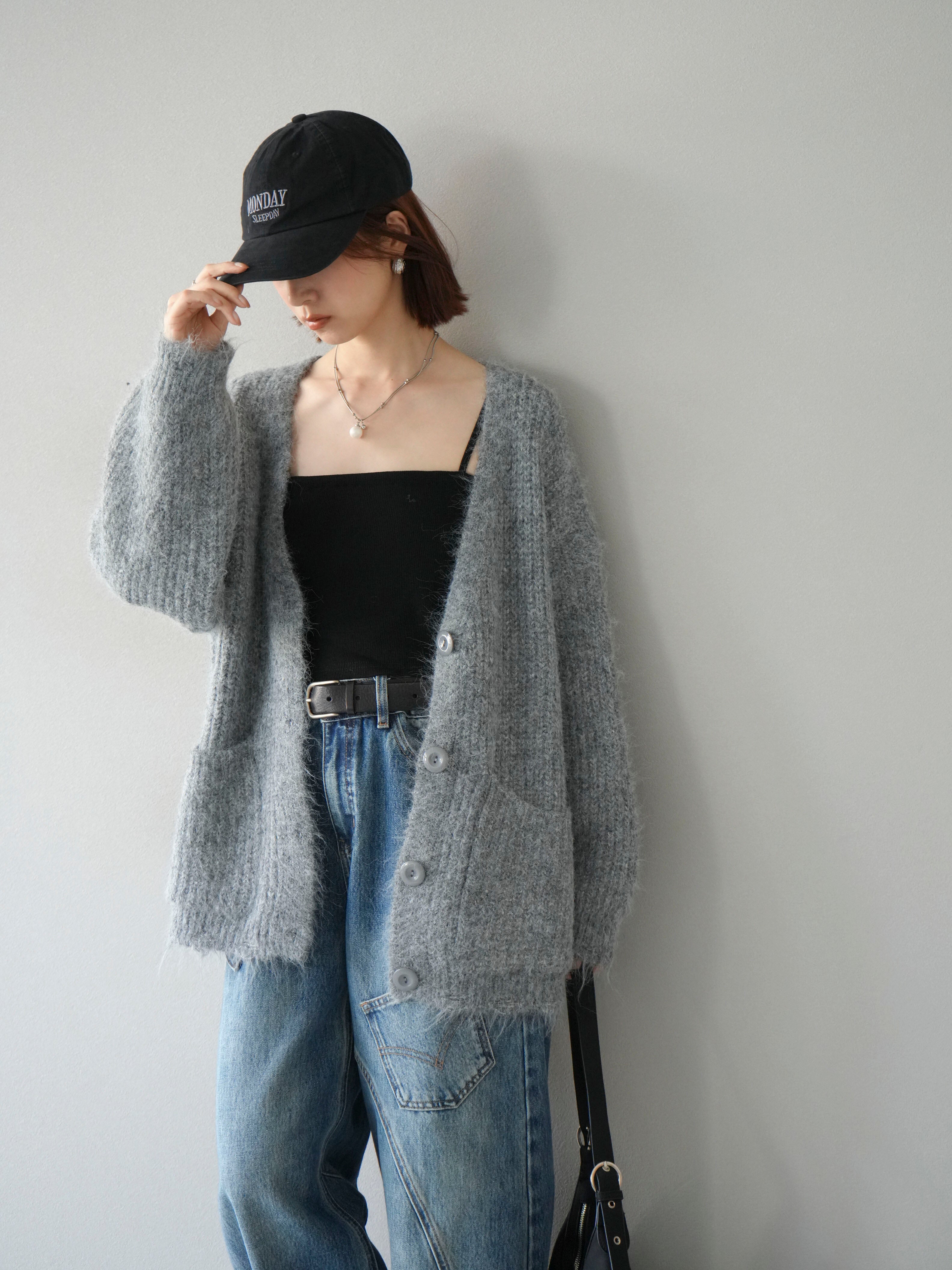 てぃーち　　カーディガン　ウール　グレー テチチ Te chichi Vネックカーディガン （グレー