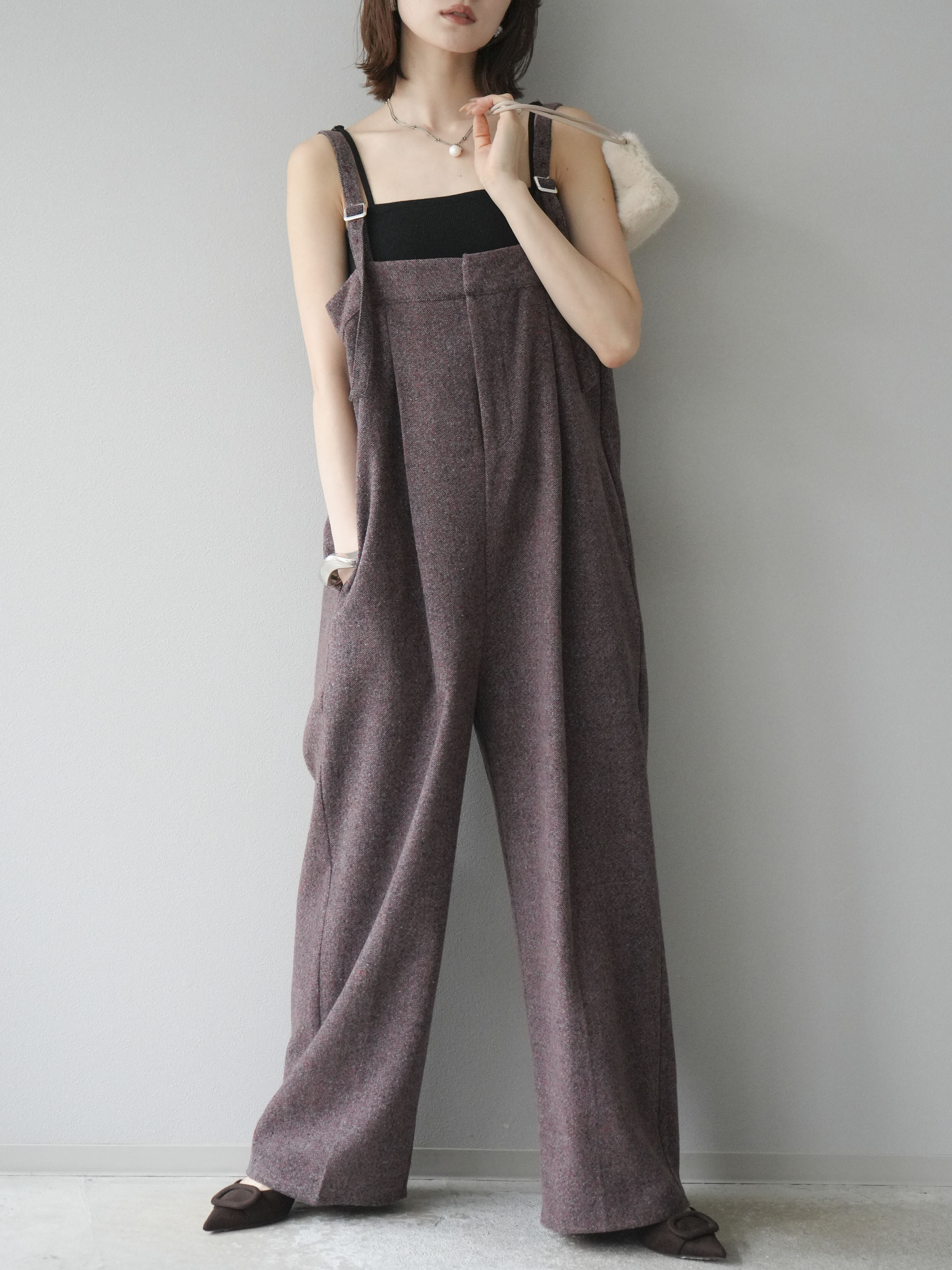 予約]ツイードベアサロペット/オレンジ – Lumier