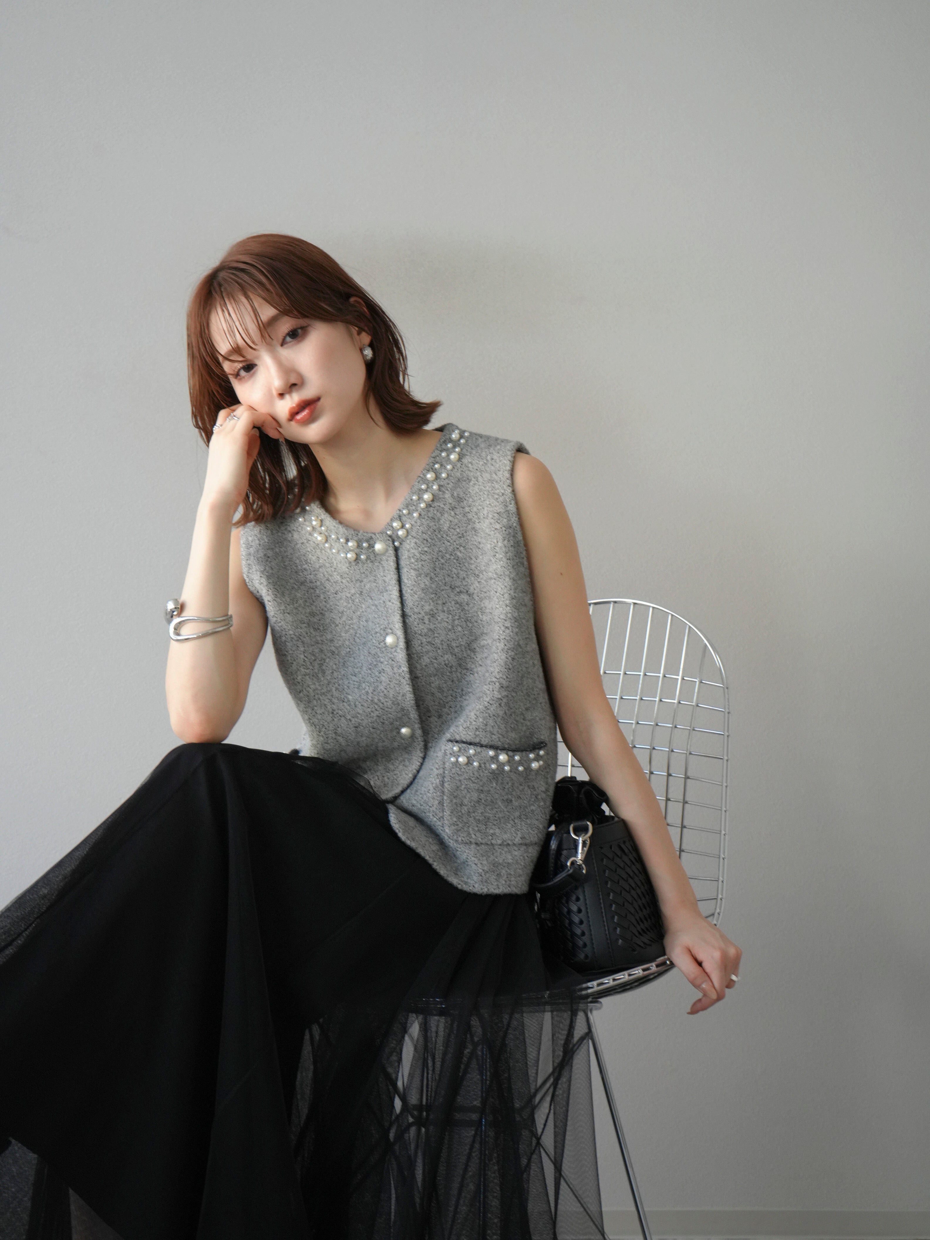 きらりんこ S LOBE IENAグレー ニットベスト サイズF SLOBE IENA