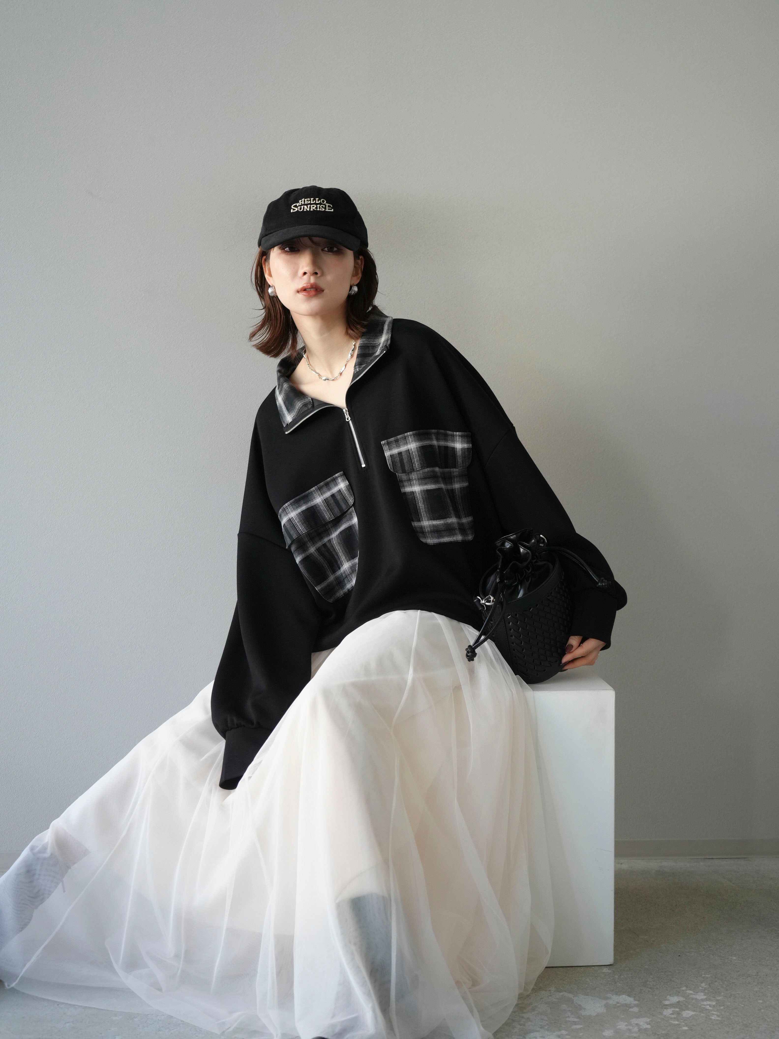 予約]チェックポイントドロストポンチプルオーバー/ブラック – Lumier