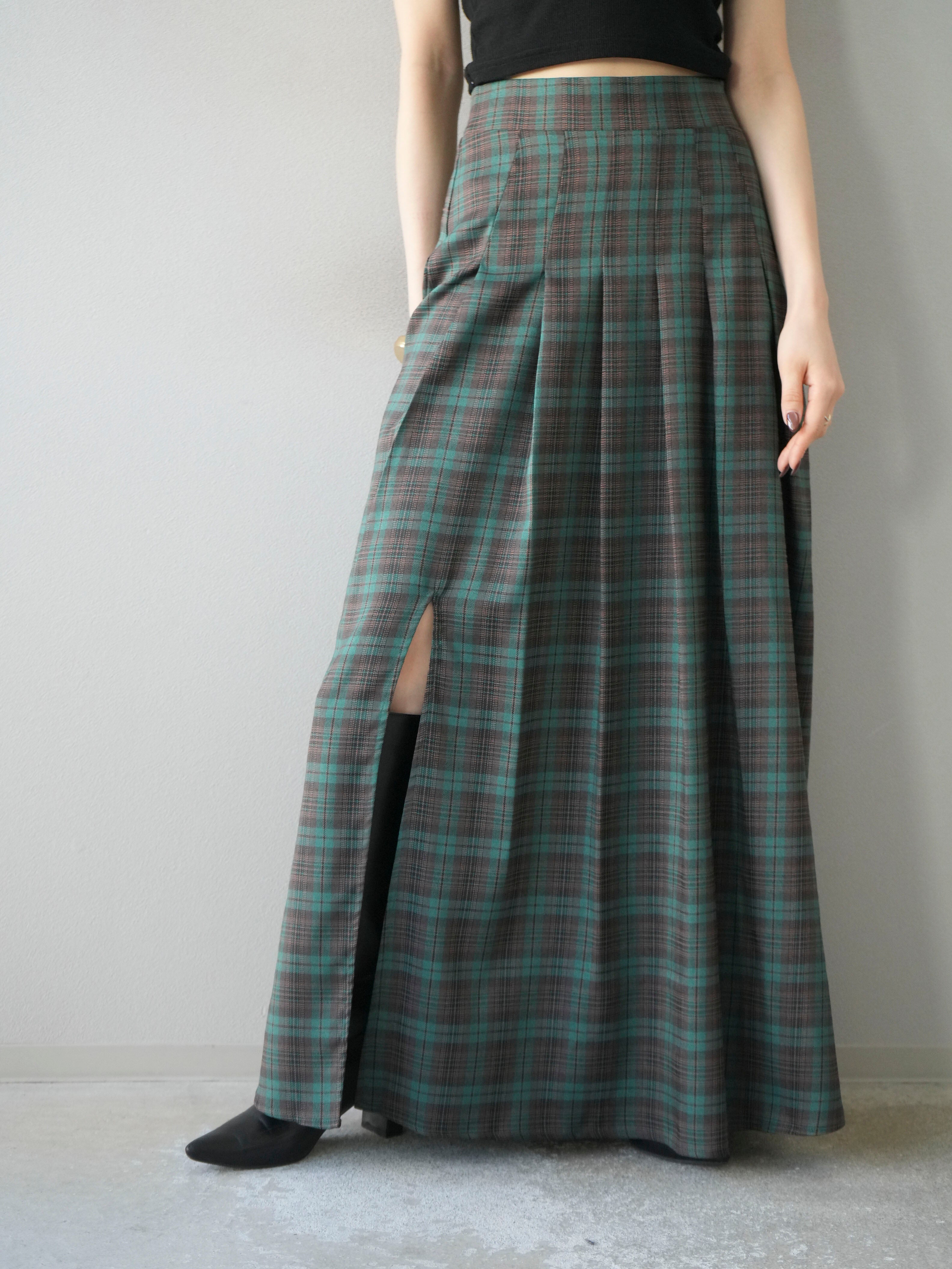 フレアスカートセット（黒・チェック柄・緑） 楽天市場
