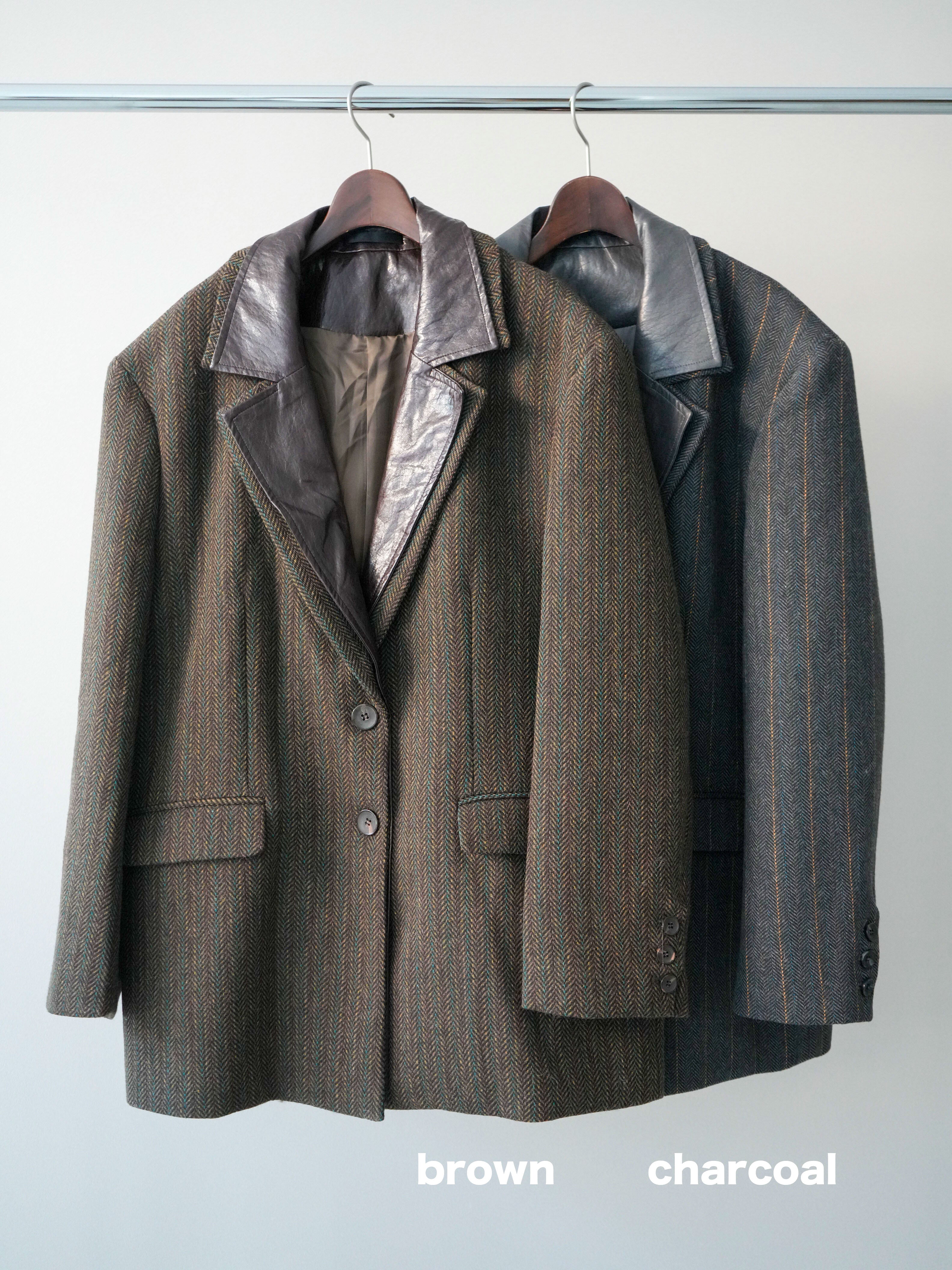 SET]レイヤードデザインツイードテーラードジャケット+レイヤード