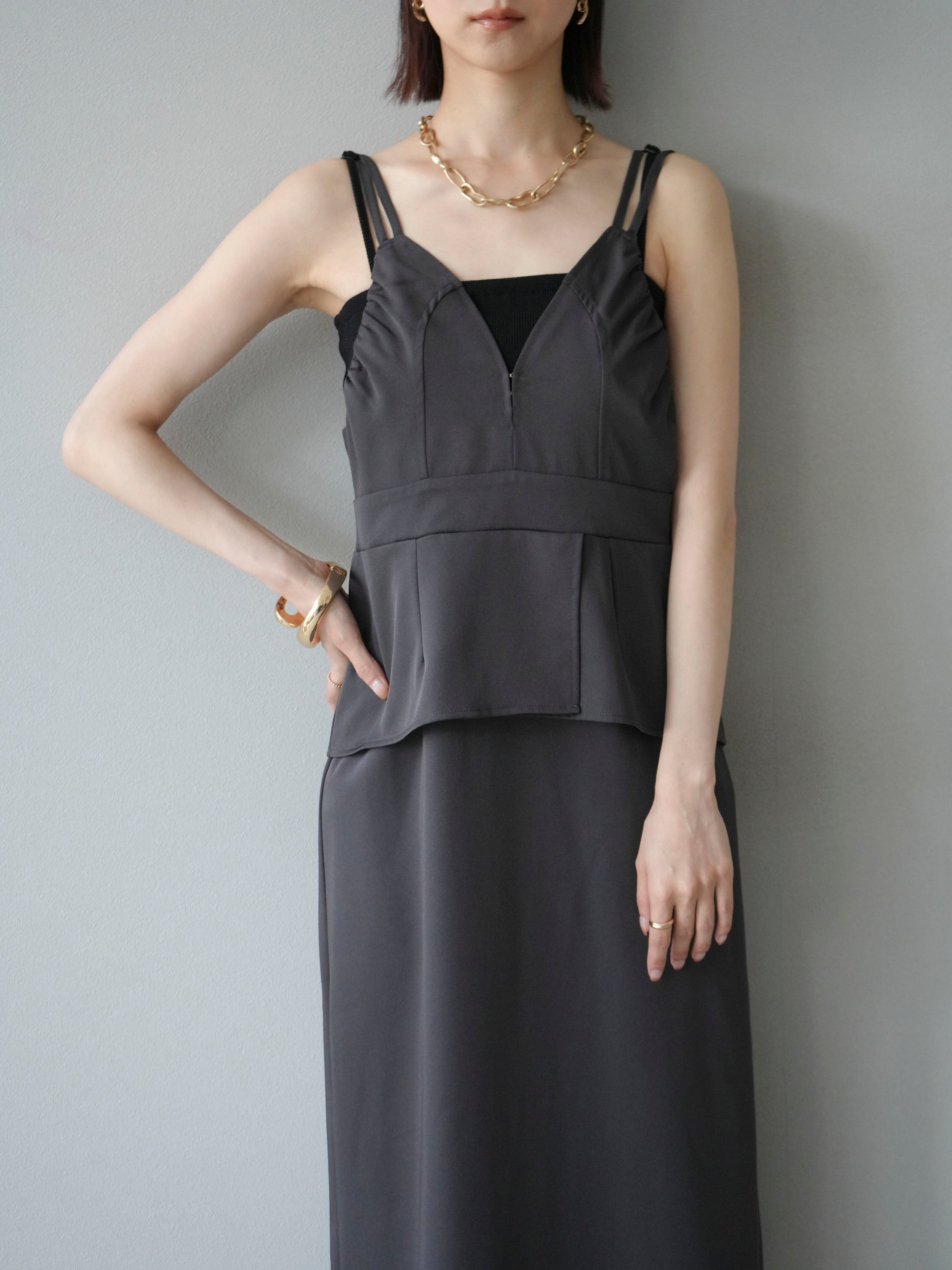 予約]ビスチェデザインキャミワンピース/グレー – Lumier