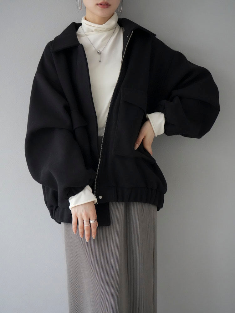 予約]フェイクウールポケットジップブルゾン/ブラック – Lumier