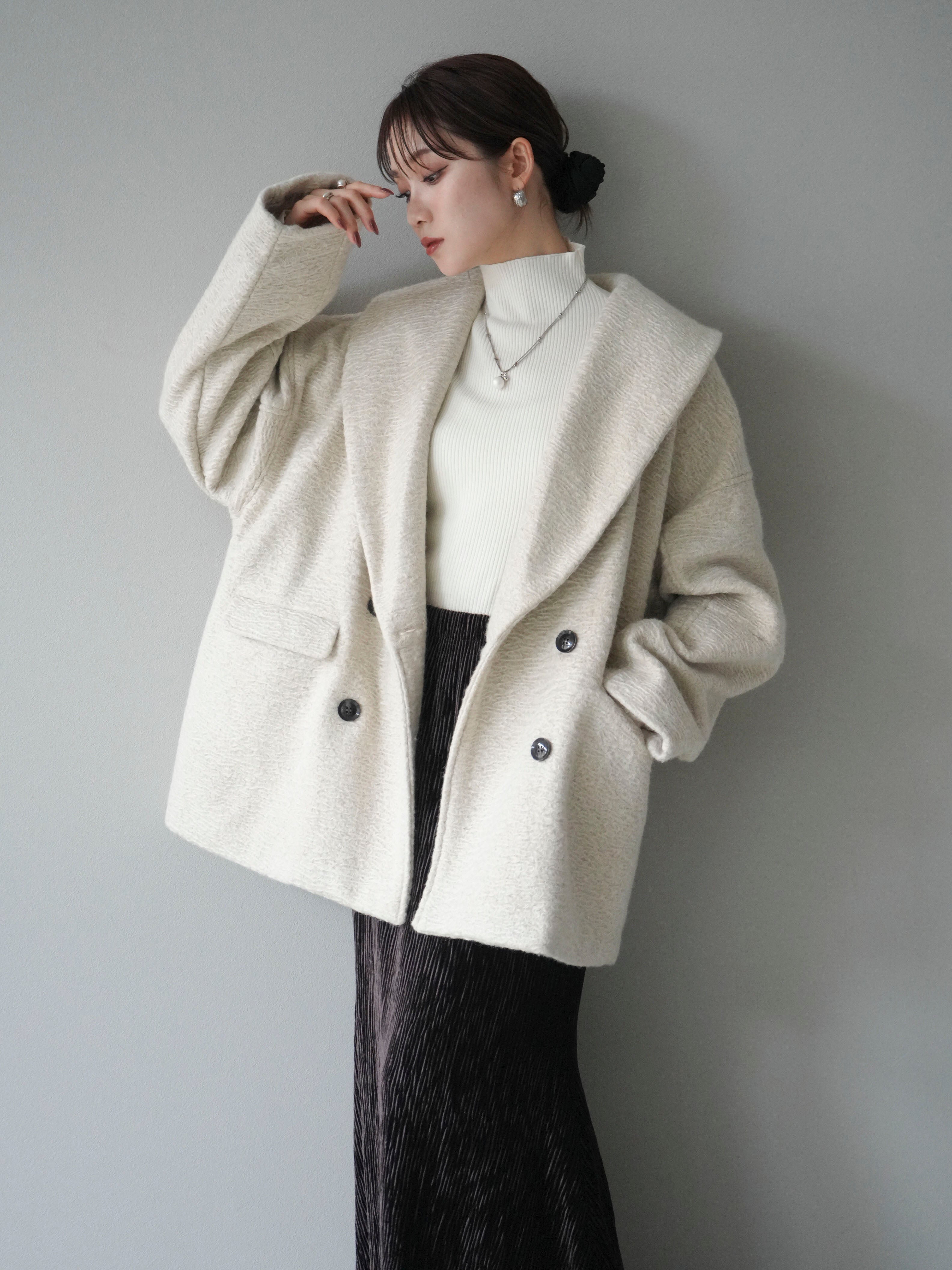 予約]ロービング襟付きミドルコクーンコート/ivory – Lumier