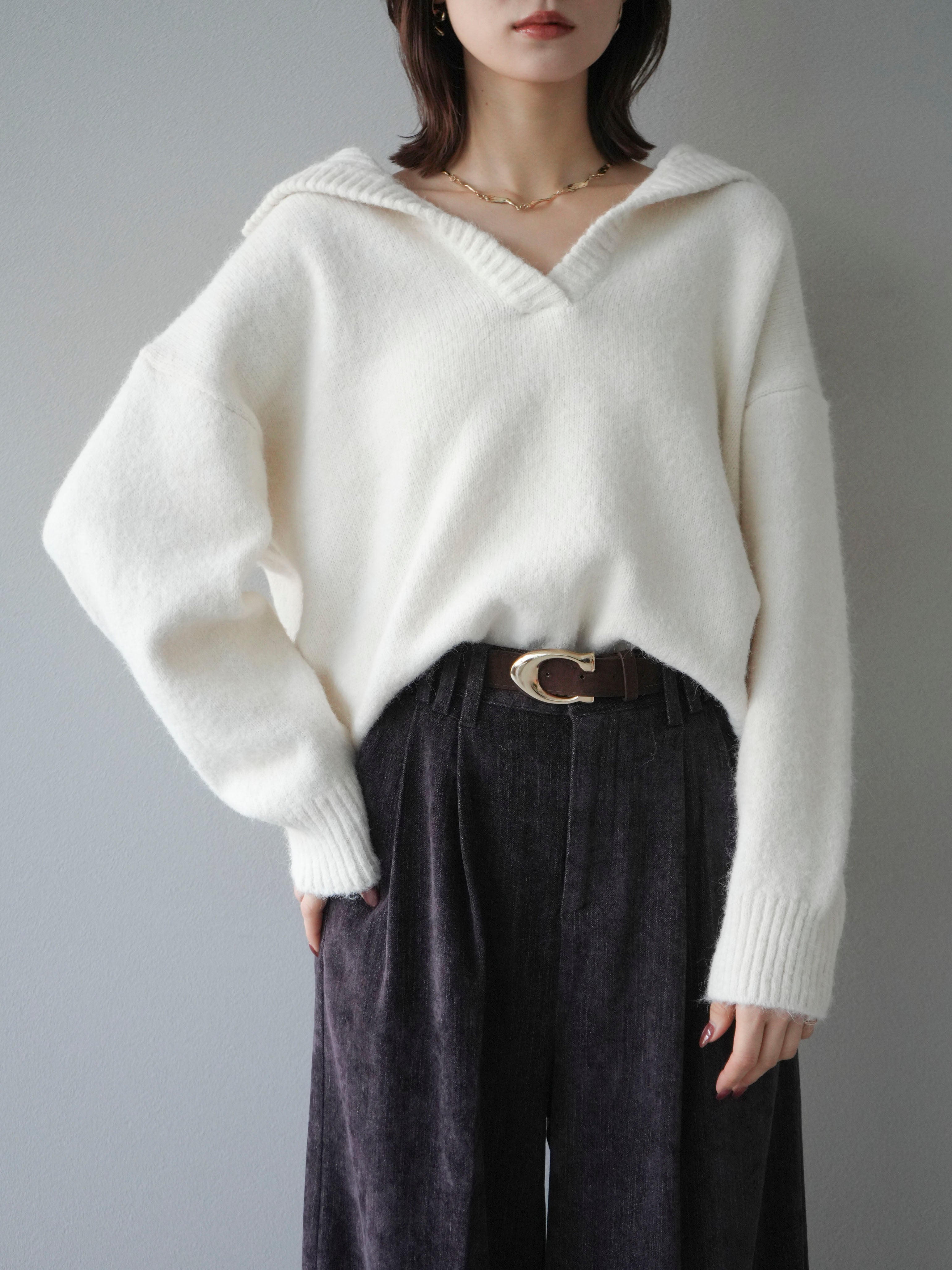 みむ。 予約]スキッパーニットプルオーバー/offwhite – Lumier