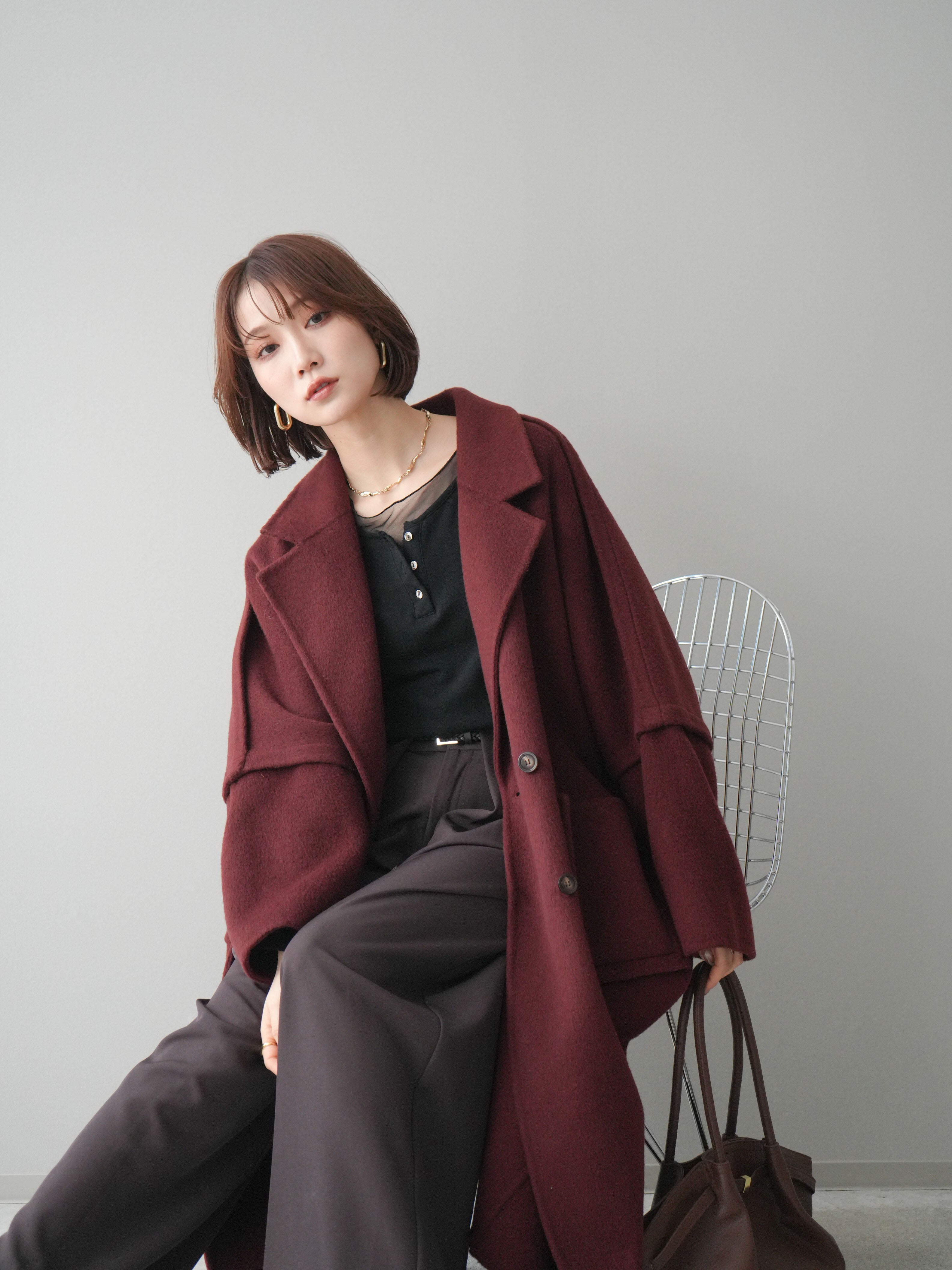 SET]カシミヤダブルブレストロングコート+選べるアクセセット(2set