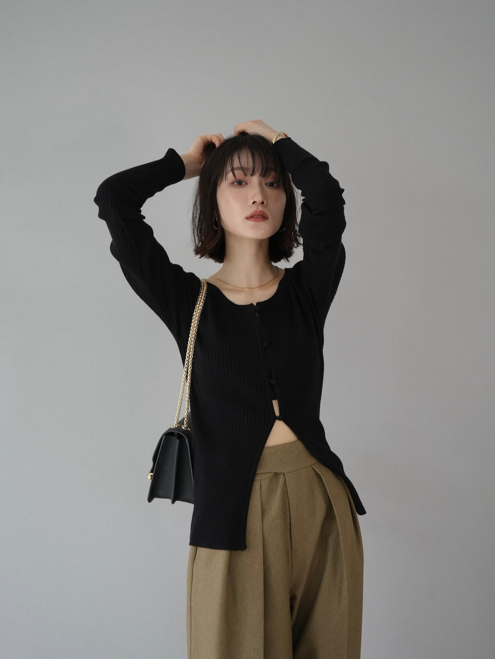 予約]compact rib knit cardigan / black – Lumier