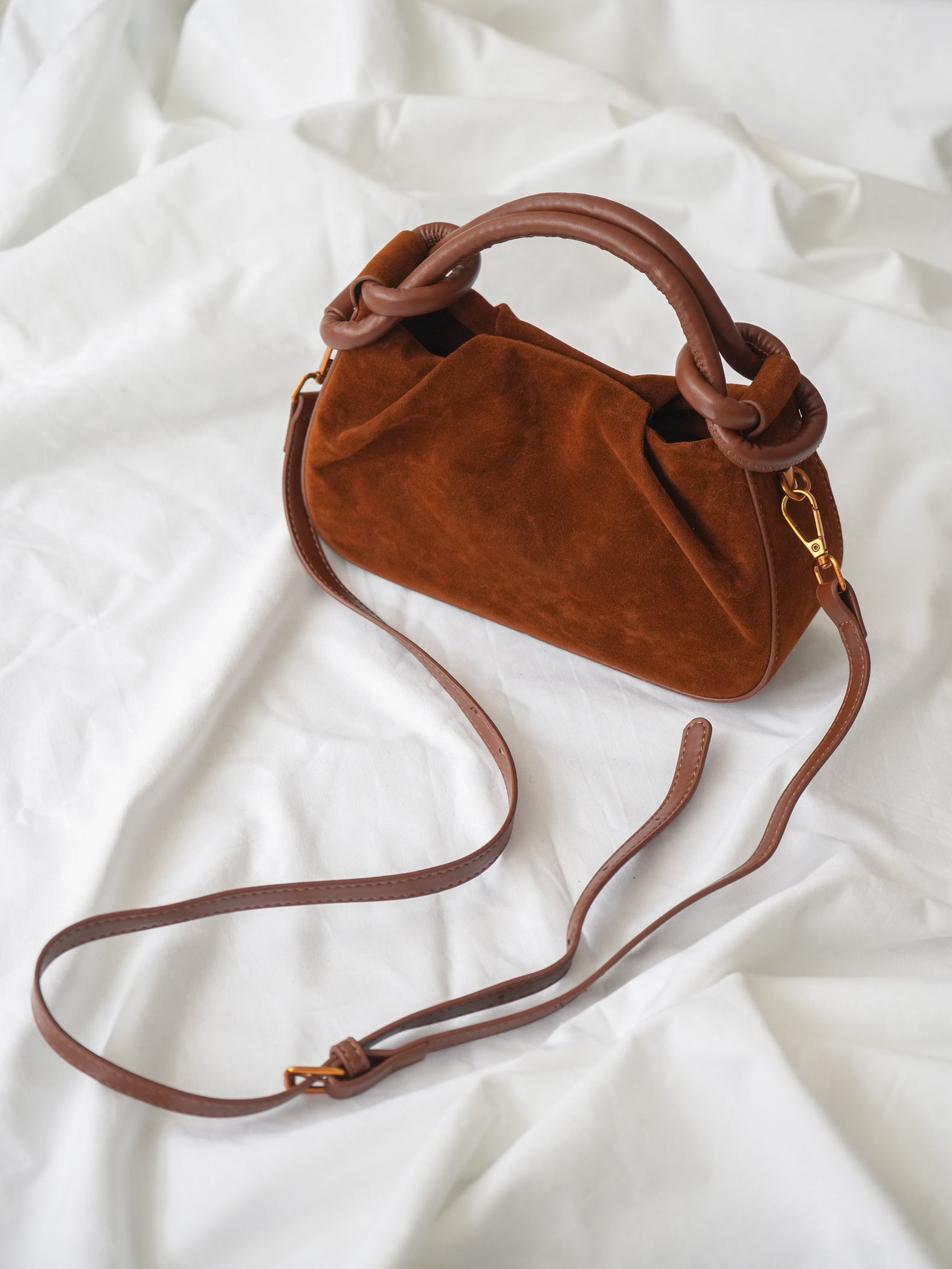 予約]デザインハンドルスエードミニBAG/brown – Lumier