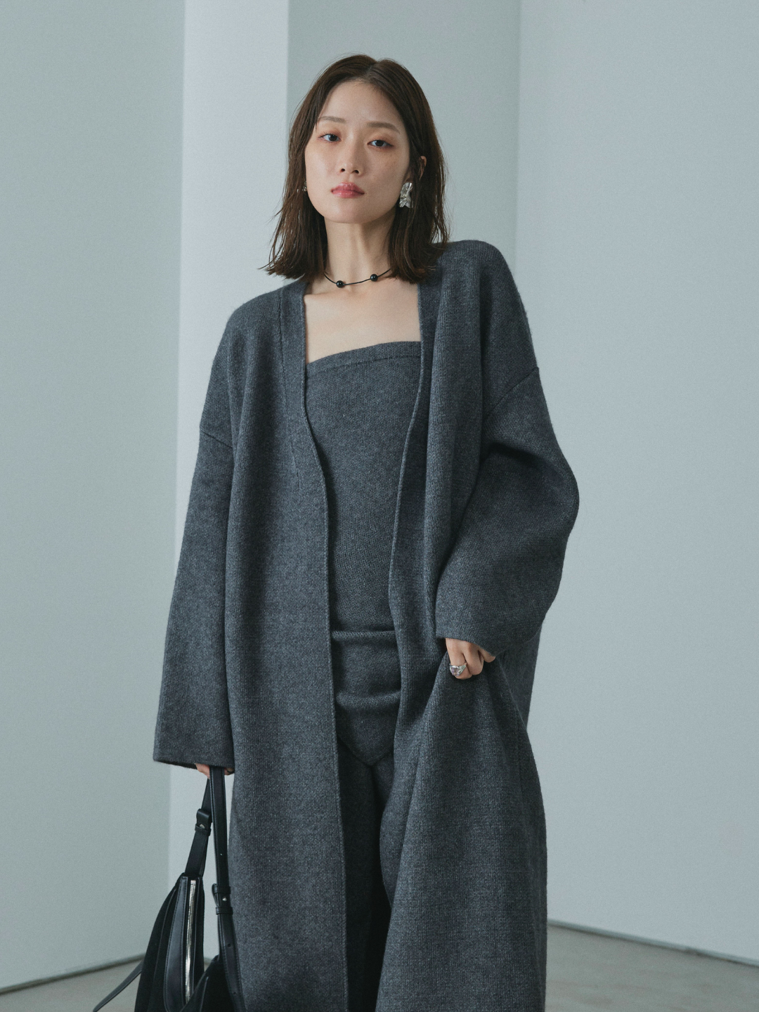 Allure】[SET]ニットベアトップ＆ワイドパンツSET UP+ニットロング