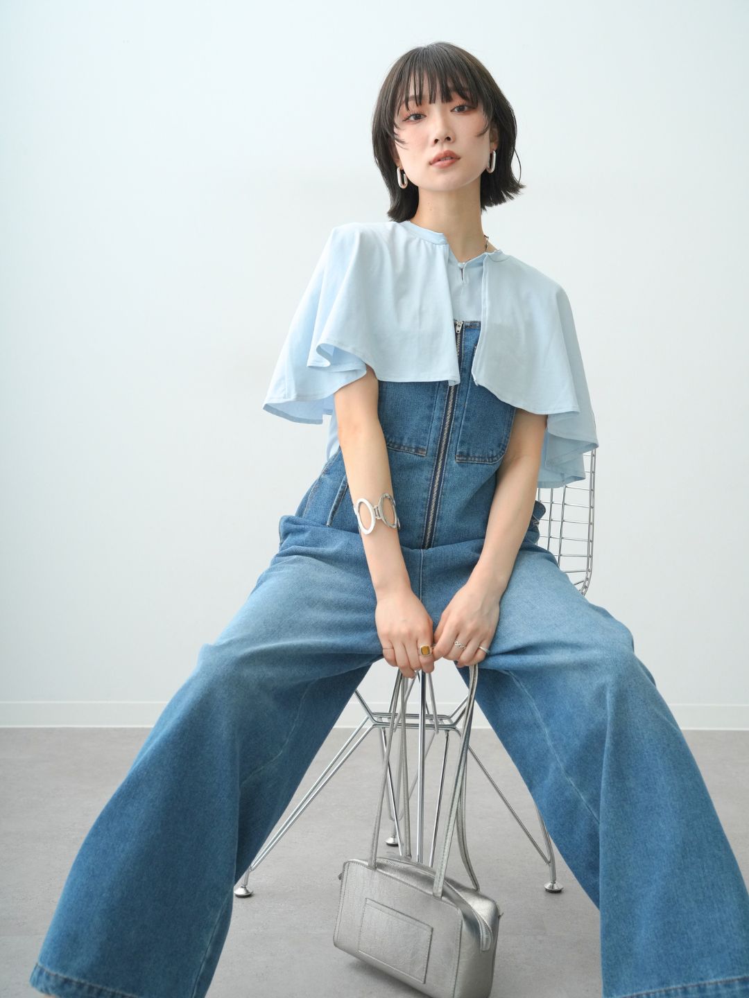 SET]前後2wayケープTEE+フロントジップデニムサロペット(2set) – Lumier