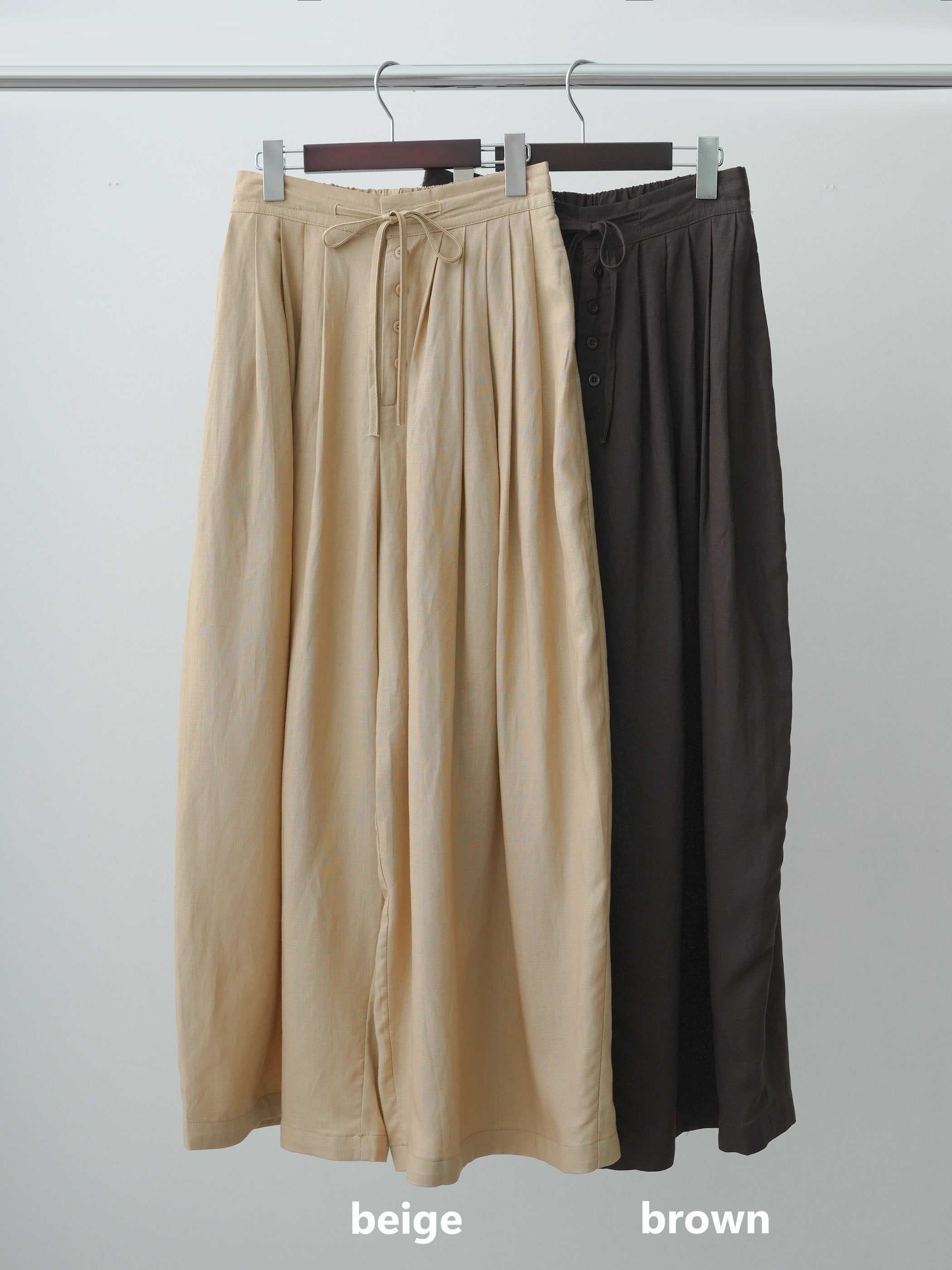 SET]フロントボタンタックワイドパンツ+フロントボタンタックワイド