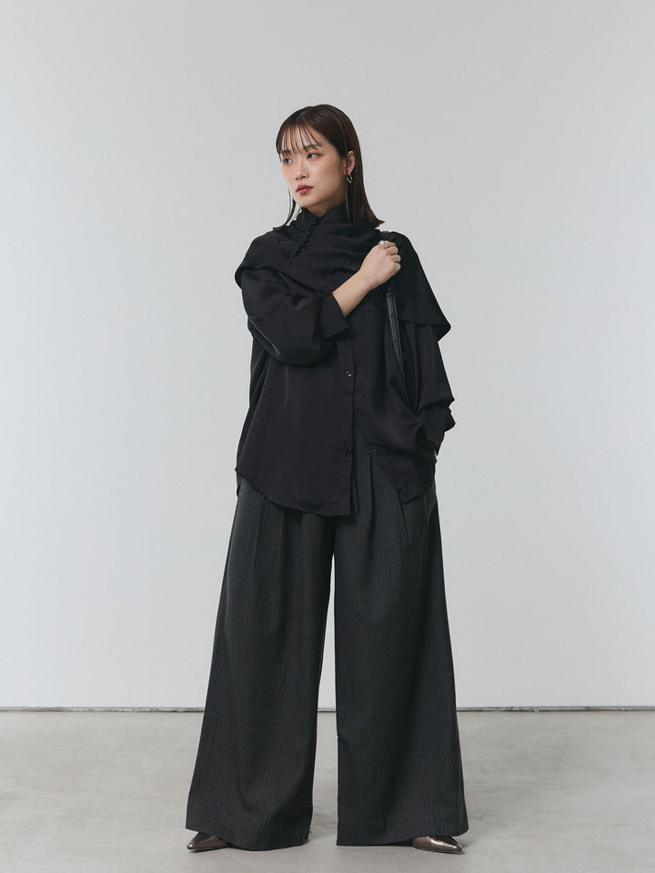 【Allure】[SET]ケープ付サテンシャツ+ケープ付サテンシャツ(2set)