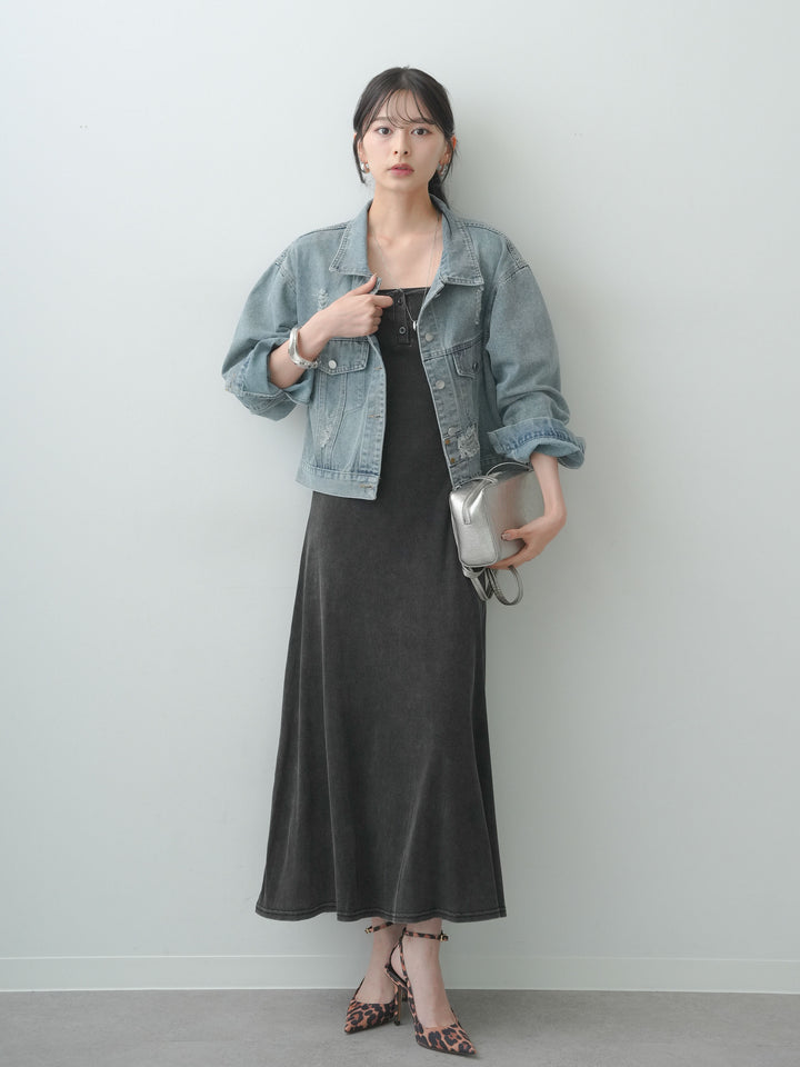 [予約]ピグメントヘンリーリブワンピース/chacoal