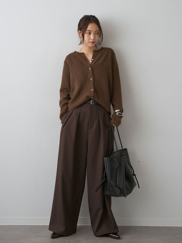 [予約]プチゴールドボタンニットカーディガン/brown