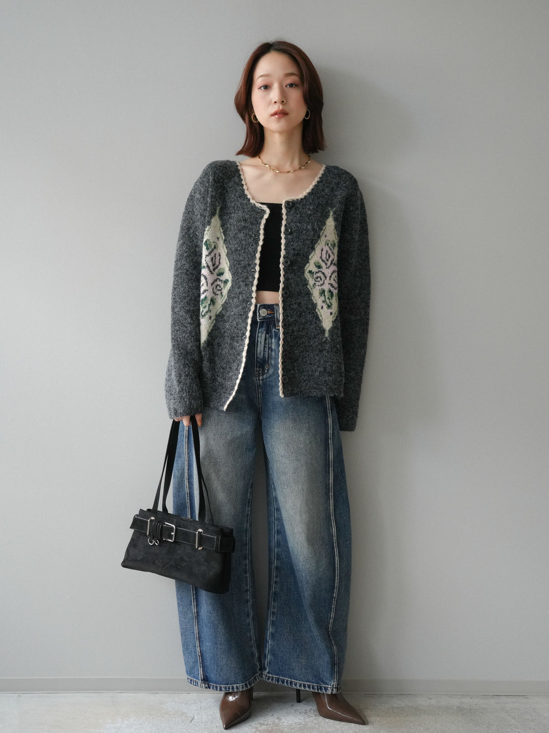 [予約]サイド切替カーブデニムパンツ/blue