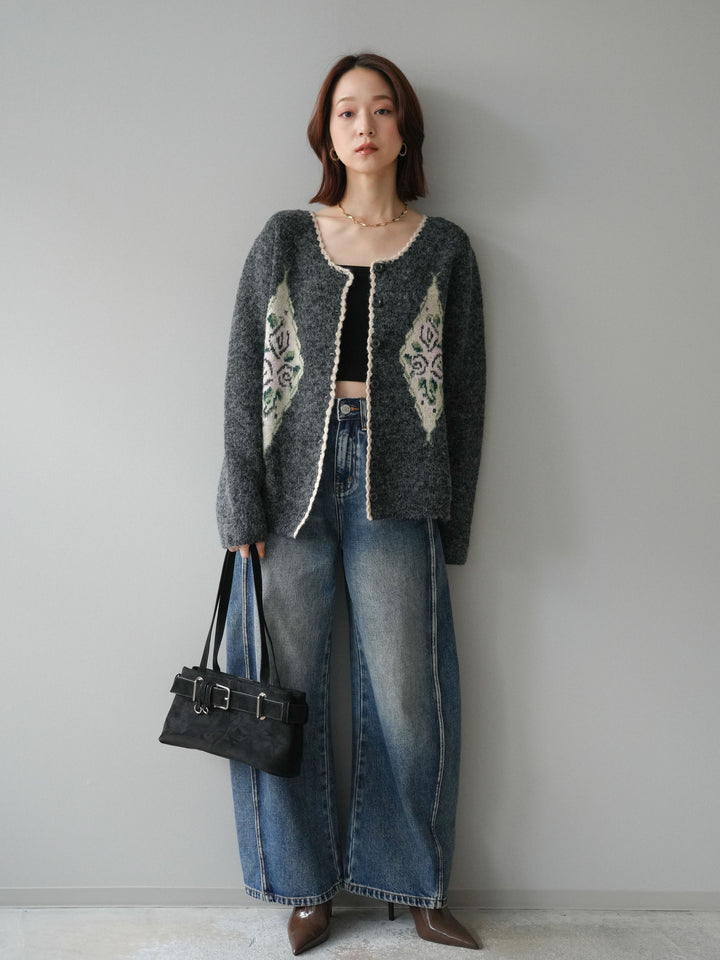 [予約]サイド切替カーブデニムパンツ/blue