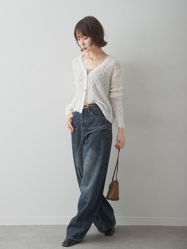 【套裝】破洞紋理薄紗針織開襟衫 + 配件套裝（2 套可選）