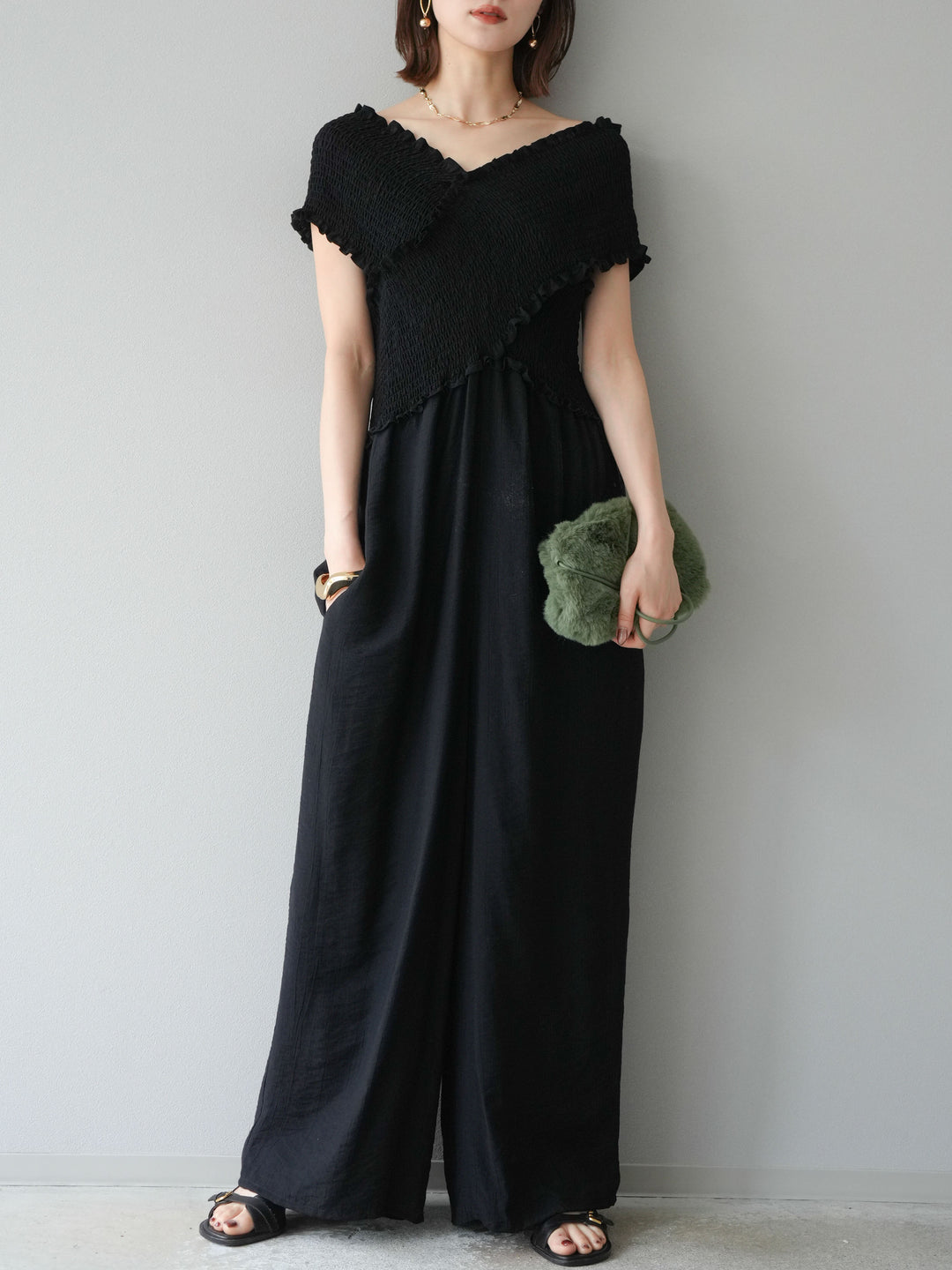 [SET]シャーリングクロスサロペット+シャーリングクロスサロペット(2set)