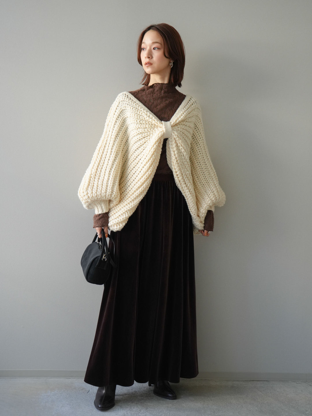 [予約]ベロアフレアスカート/brown
