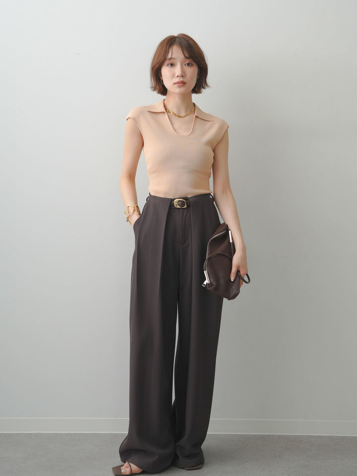 [予約]スキッパーフレンチニットトップス/pink