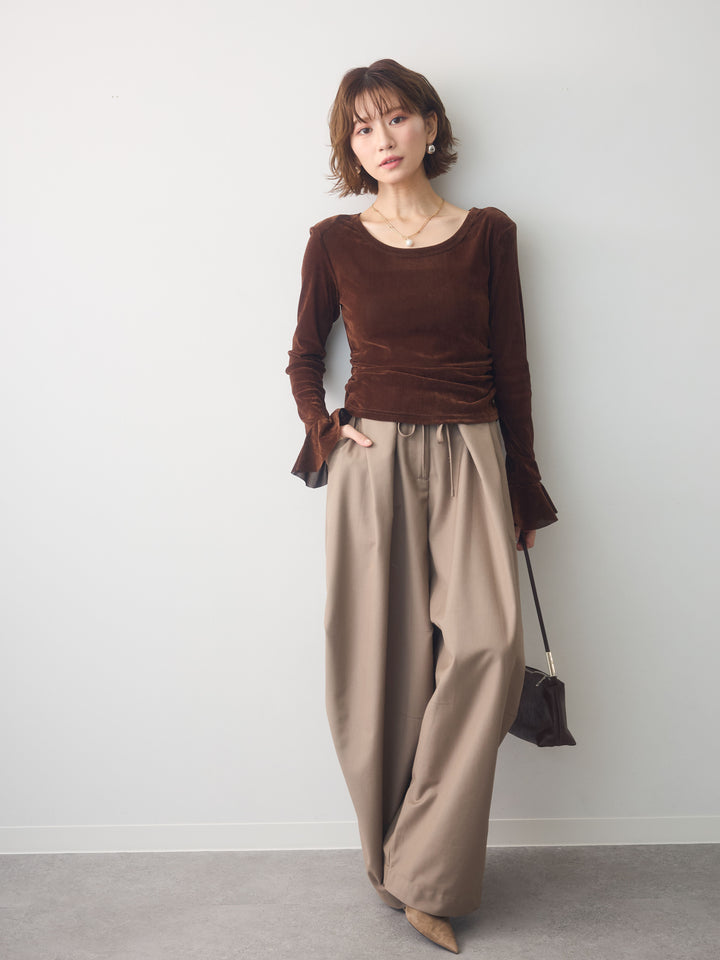 [予約]バックレースベロアトップス/brown