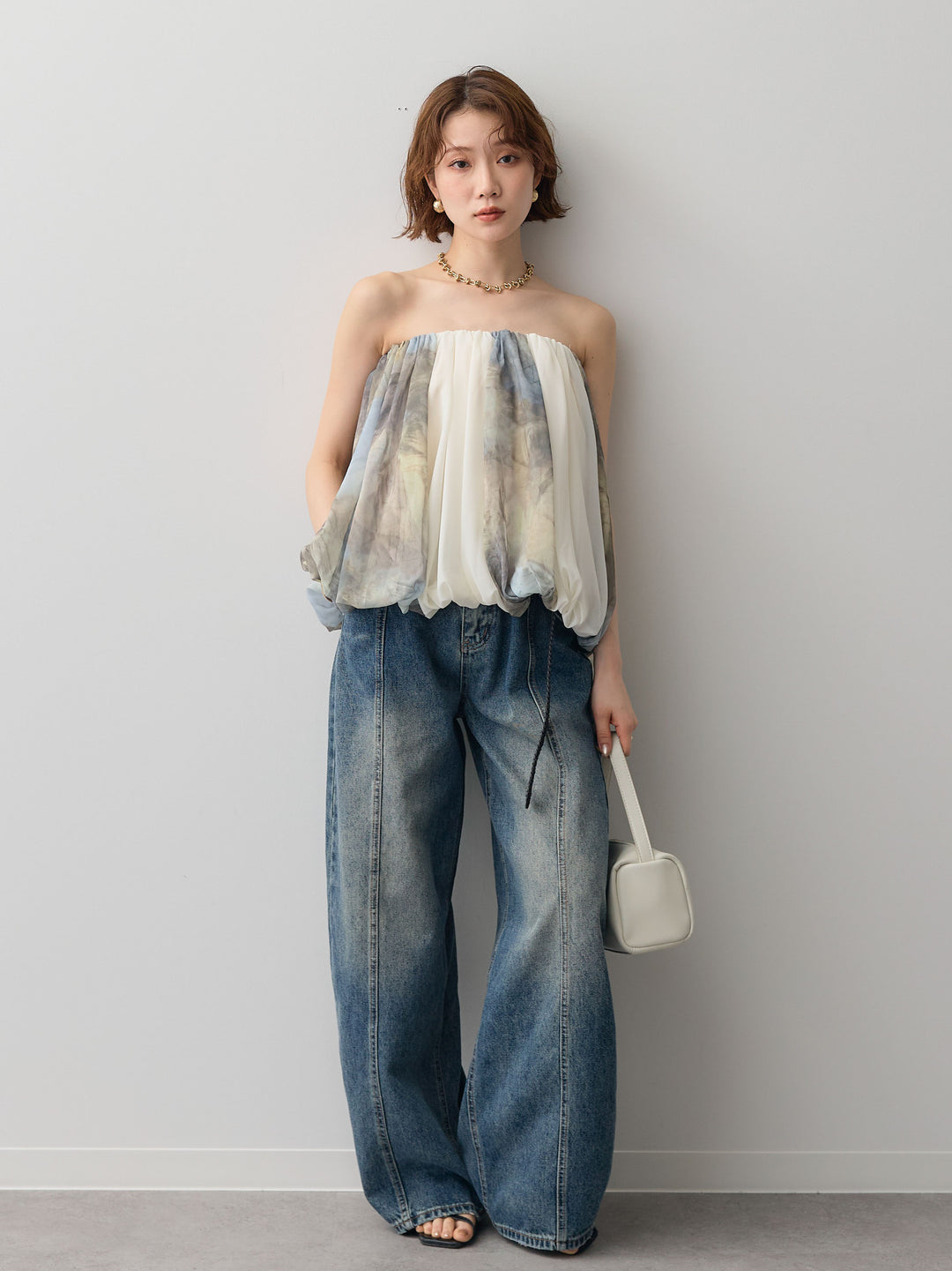 [予約]シフォンバルーンベアトップス//khaki