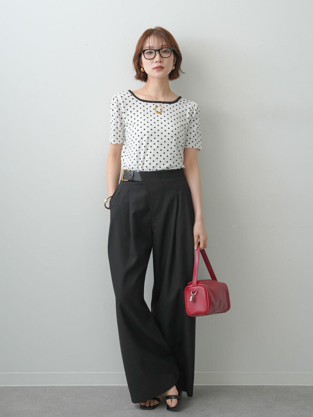 [SET]前後2wayドットバイカラーパイピングTEE+選べるアクセセット(2set)