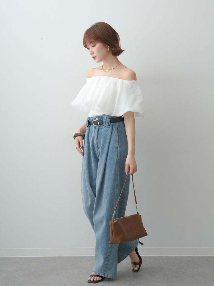 【套裝】歐根紗拼接露肩上衣 + 配件套裝（2 套選購）