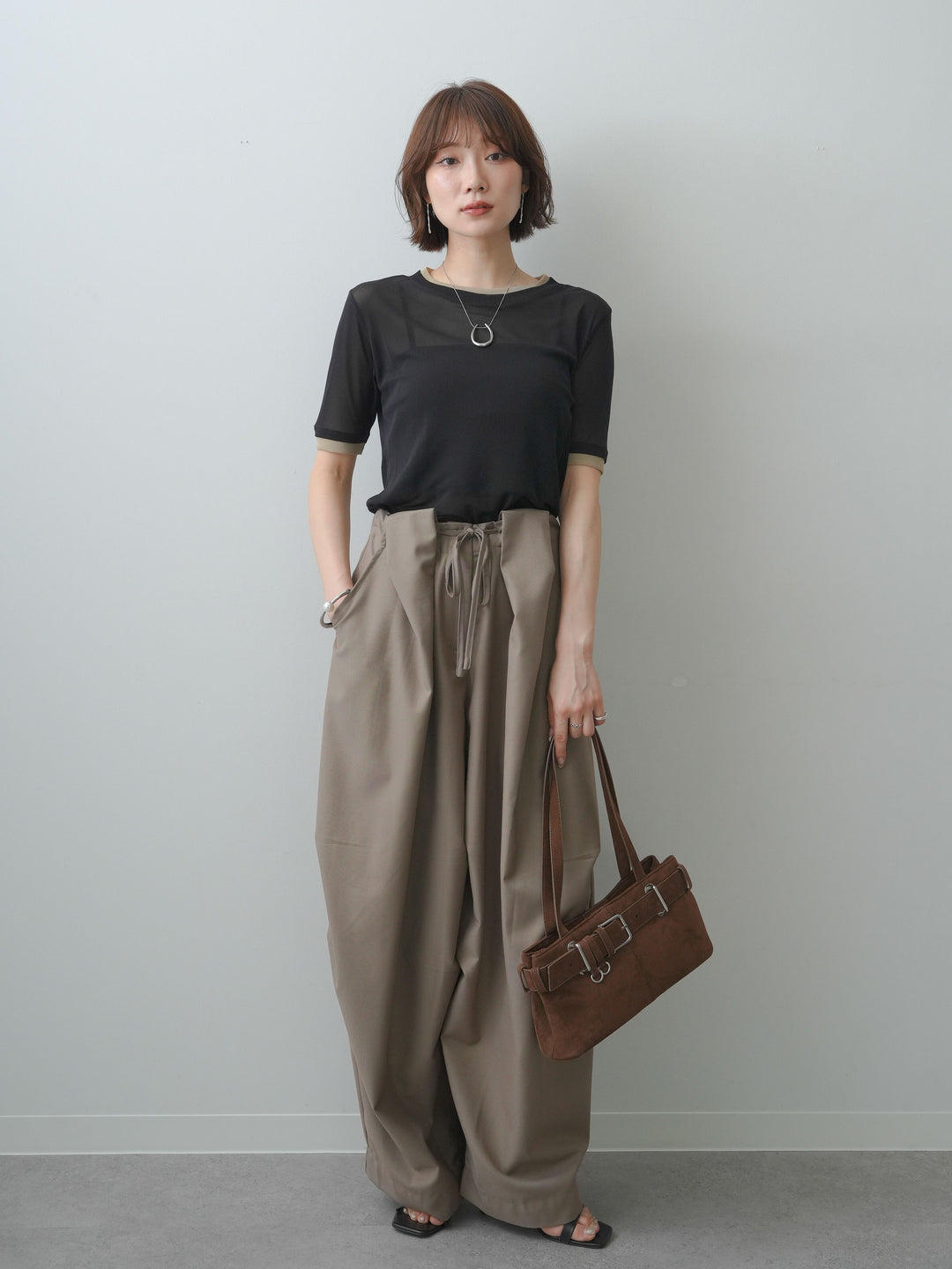 [SET]トリムレイヤードシアー半袖トップス+トリムレイヤードシアー半袖トップス(2set)