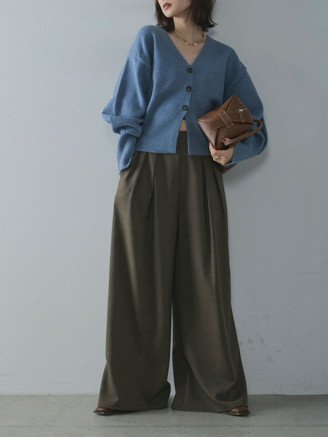 [予約]スカーフ付ワイドパンツ/brown