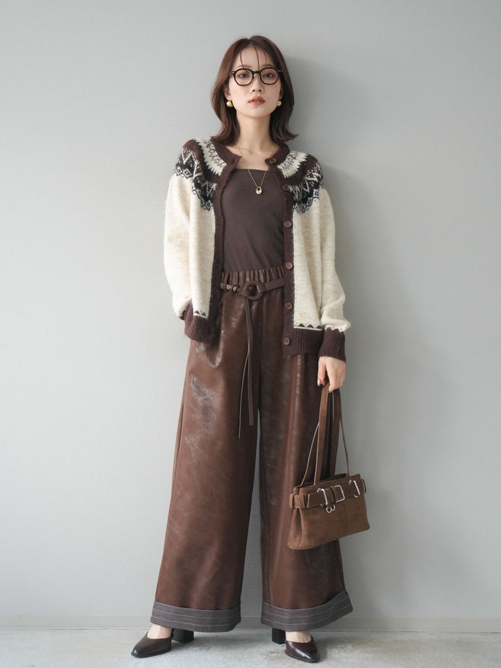 [予約]ノルディック柄ニットカーディガン/ivory