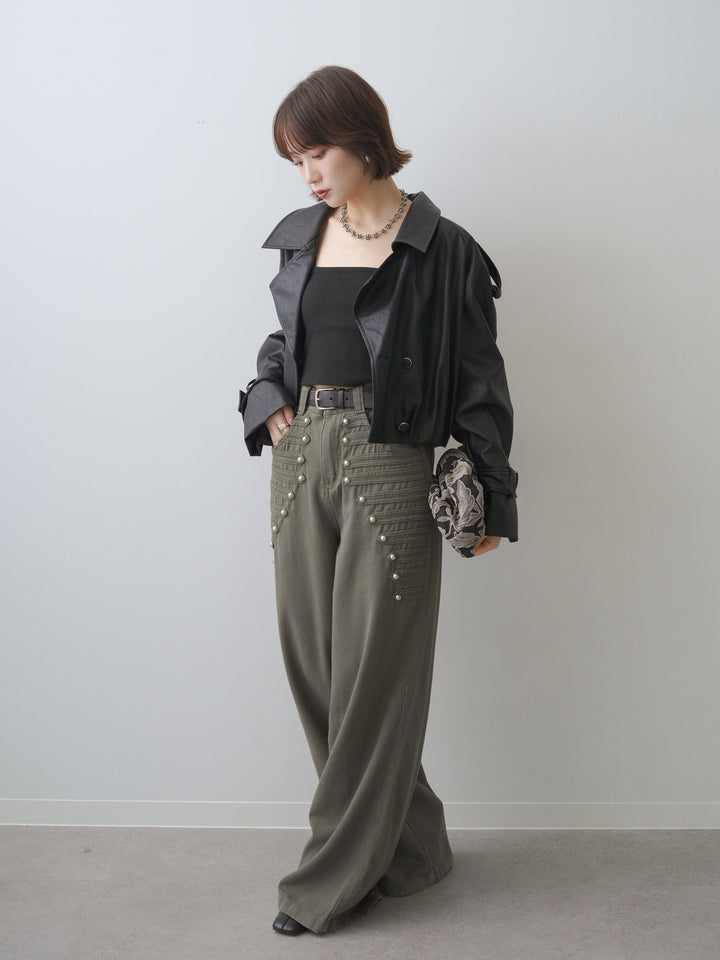 [SET]レザークロップブルゾン+レザークロップブルゾン(2set)