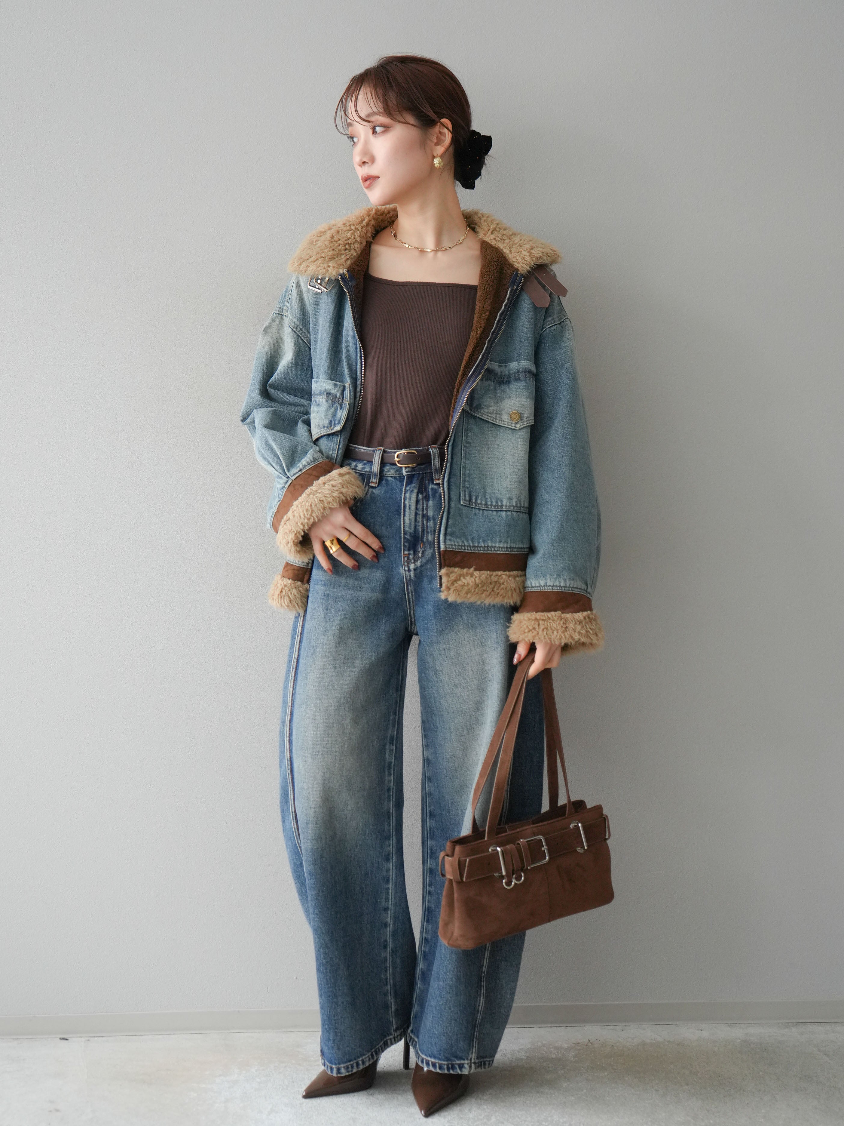 予約]サイド切替カーブデニムパンツ/blue – Lumier