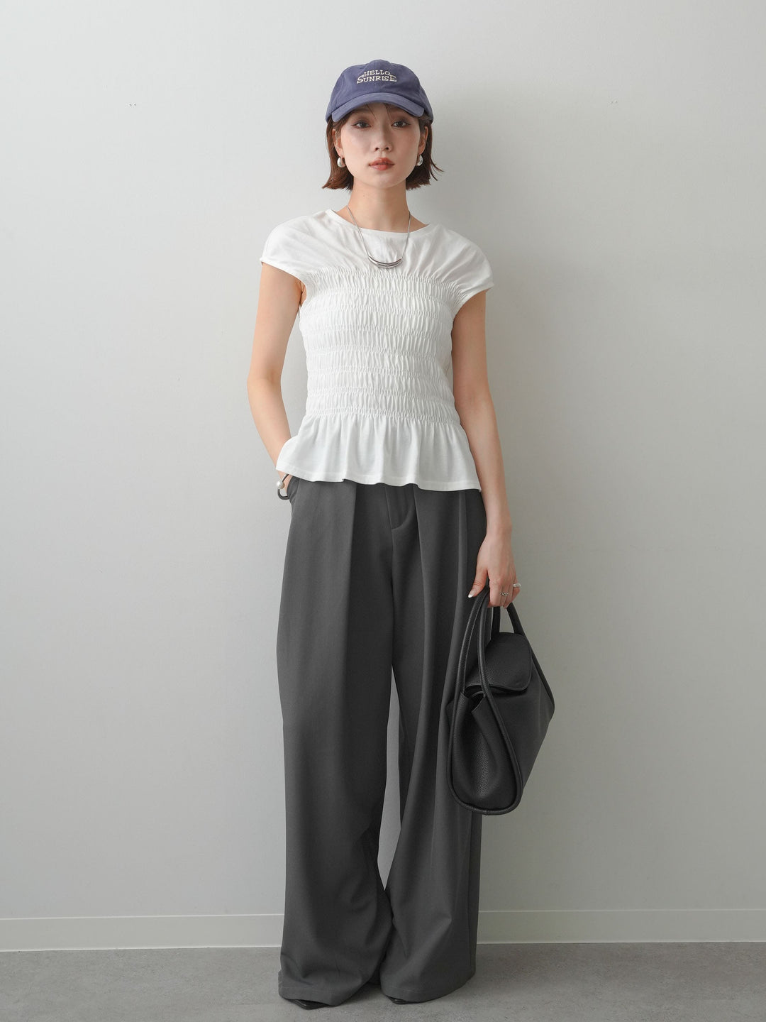 [予約]フレンチスリーブシャーリングトップス/white