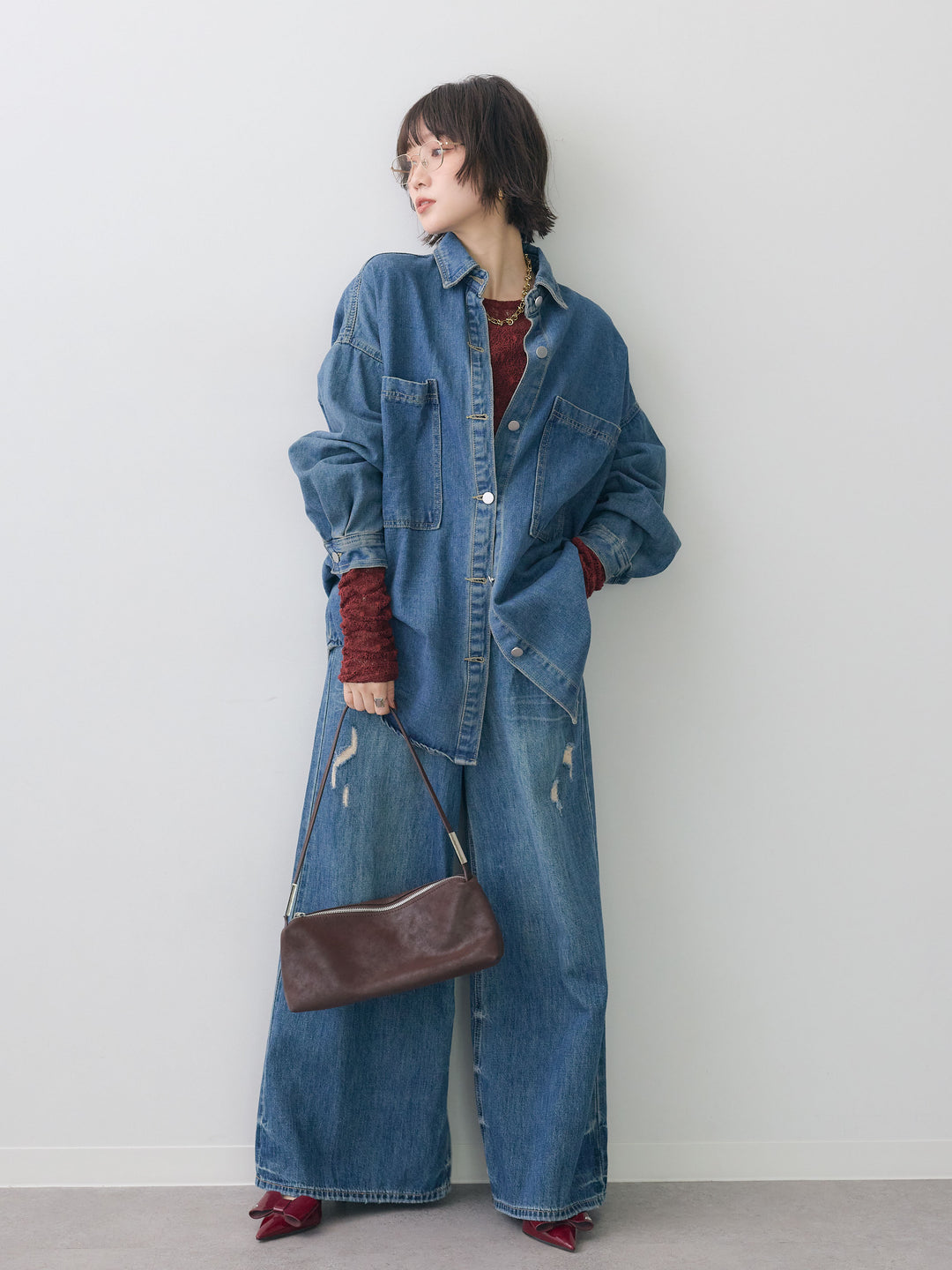 [予約]ビッグポケットデニムオーバーシャツ/denimblue