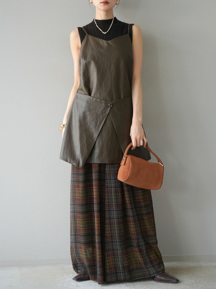 [予約]レイヤードレザーキャミソールチュニック/ブラウン