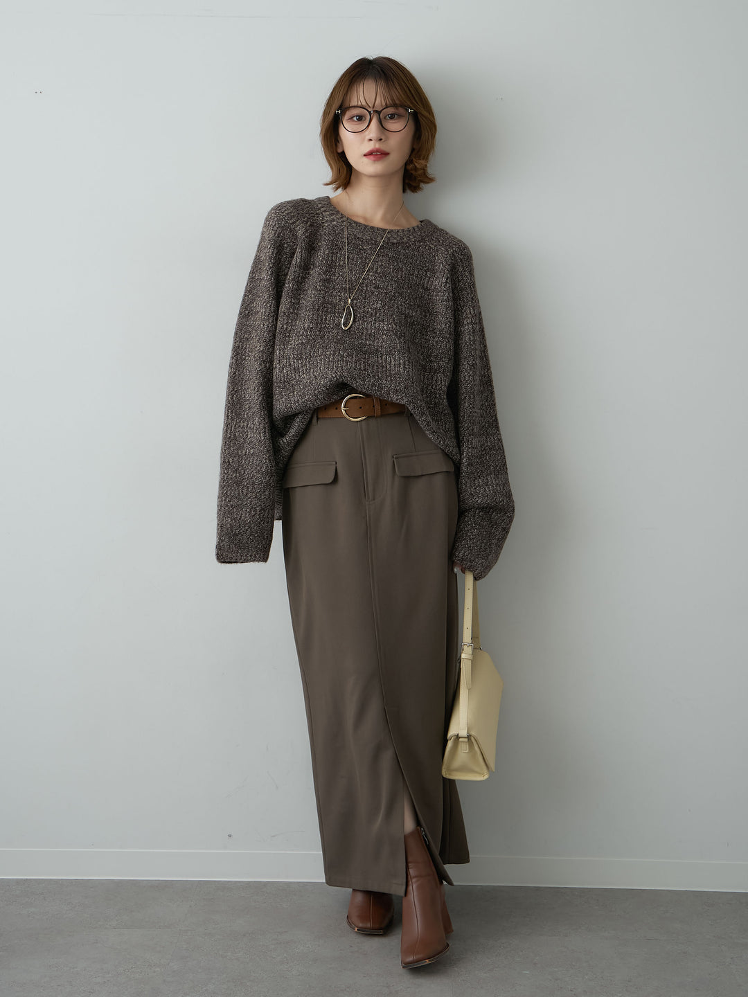 [SET]メランジクルーネックワイドプルオーバー+メランジクルーネックワイドプルオーバー(2set)
