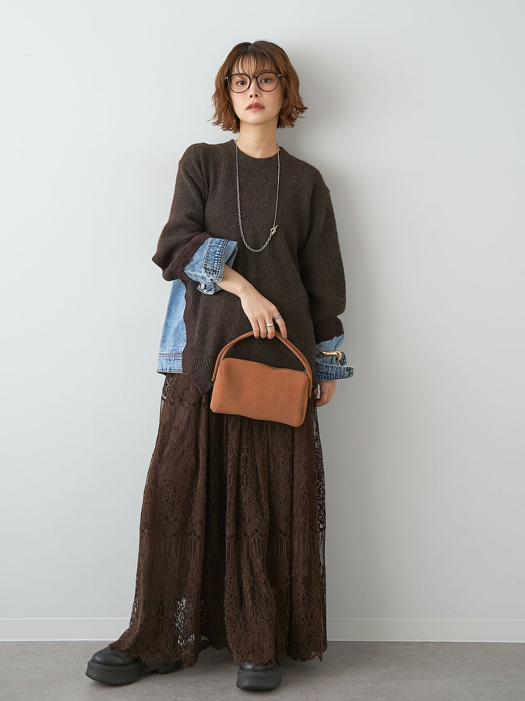 [SET]デニムドッキングニットプルオーバー+デニムドッキングニットプルオーバー(2set)
