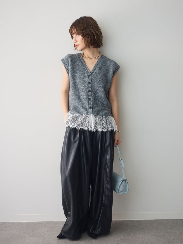 [予約]モヘアレースドッキングベスト/charcoal