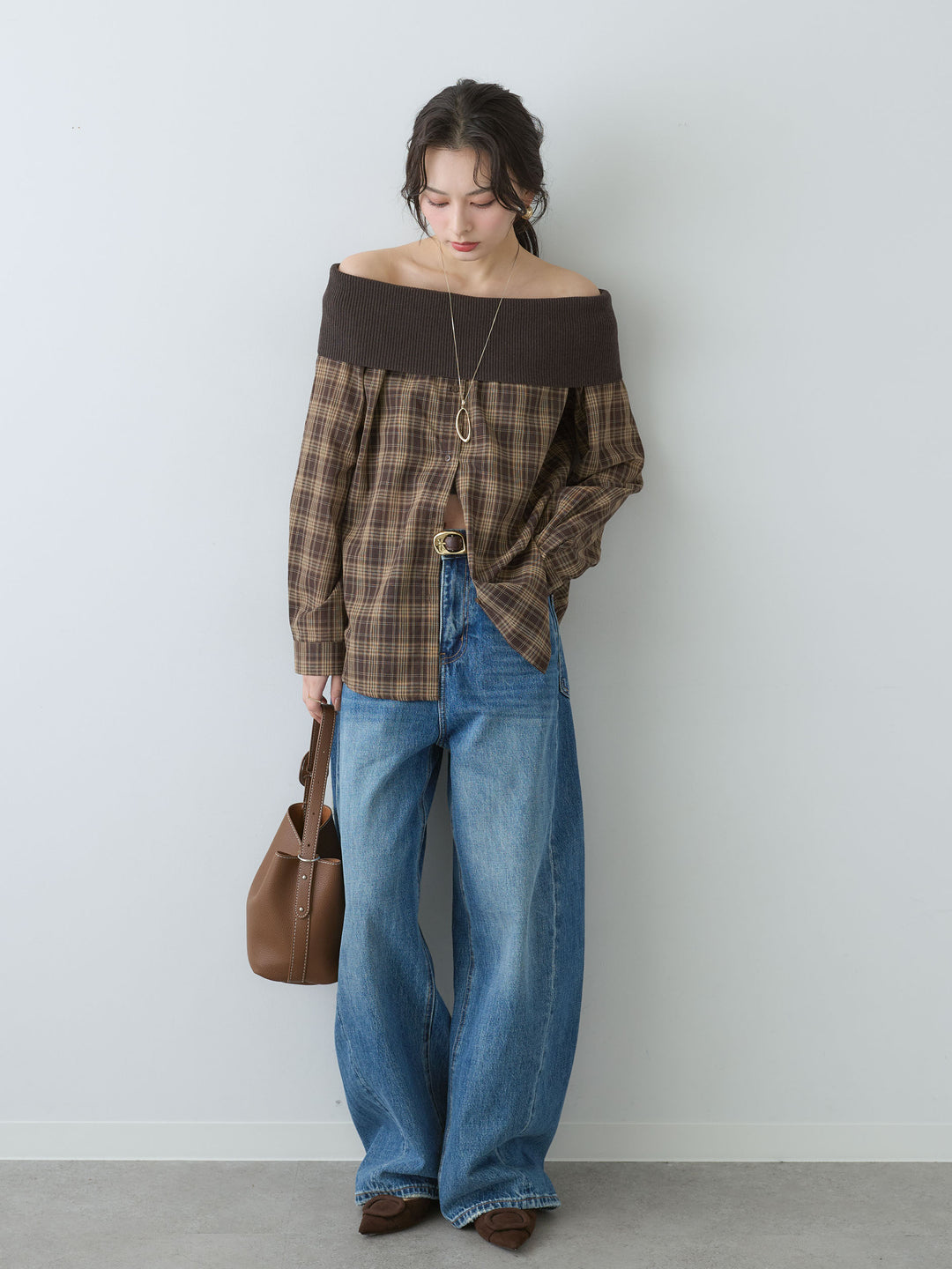 [SET]オフショルプリントブラウス+選べるアクセセット(2set)
