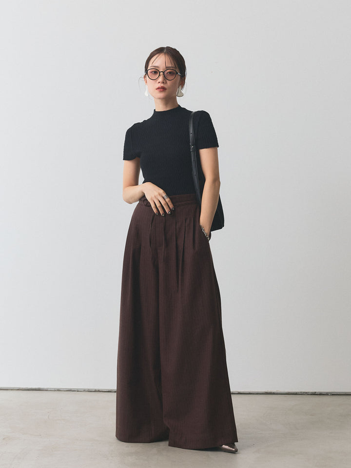 【Allure】[SET]デザインリブハーフニットトップス+デザインリブハーフニットトップス(2set)