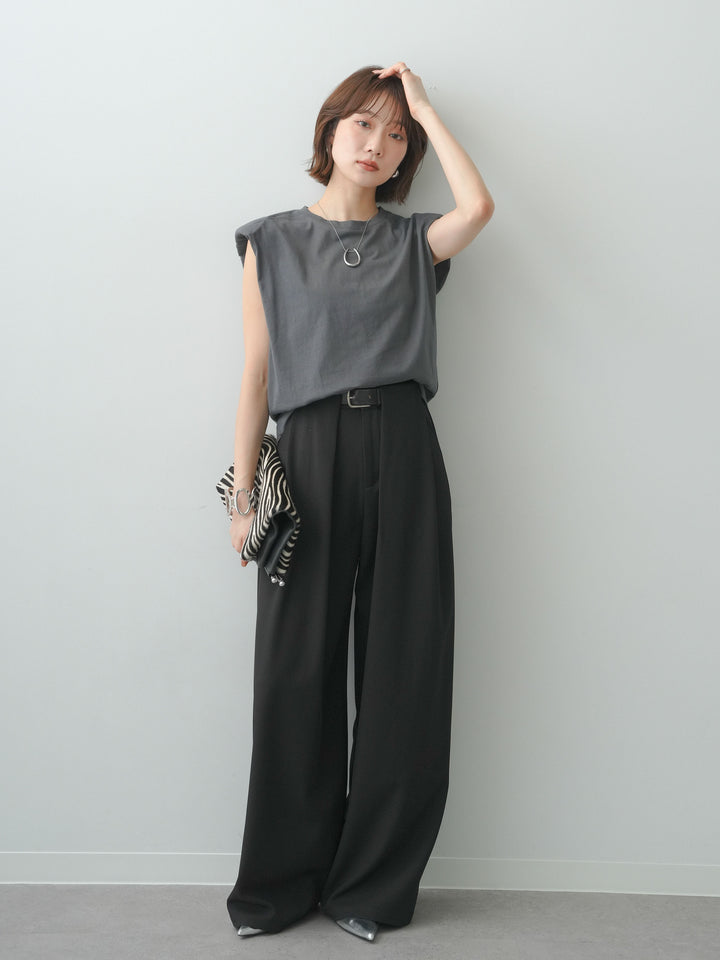 [予約]ショルダーパッドフレンチTEE/charcoal