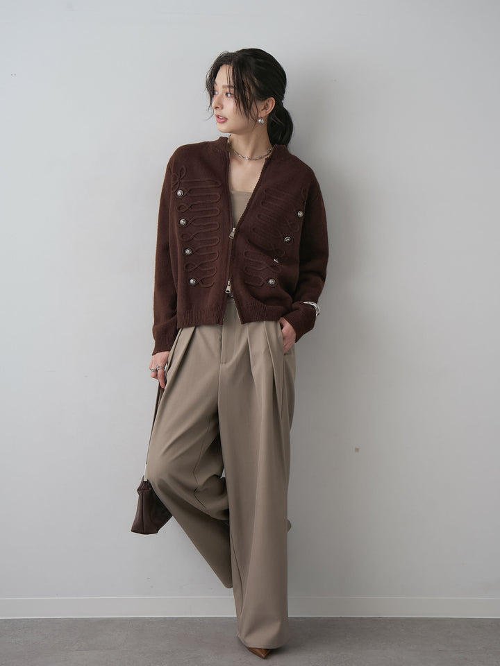 [予約]ナポレオンWジップニットカーディガン/brown