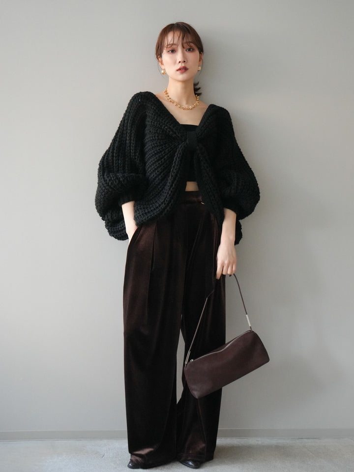[予約]ベロアベルトスリムパンツ/brown