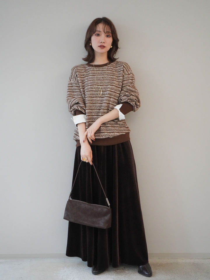 [予約]ベロアフレアスカート/brown