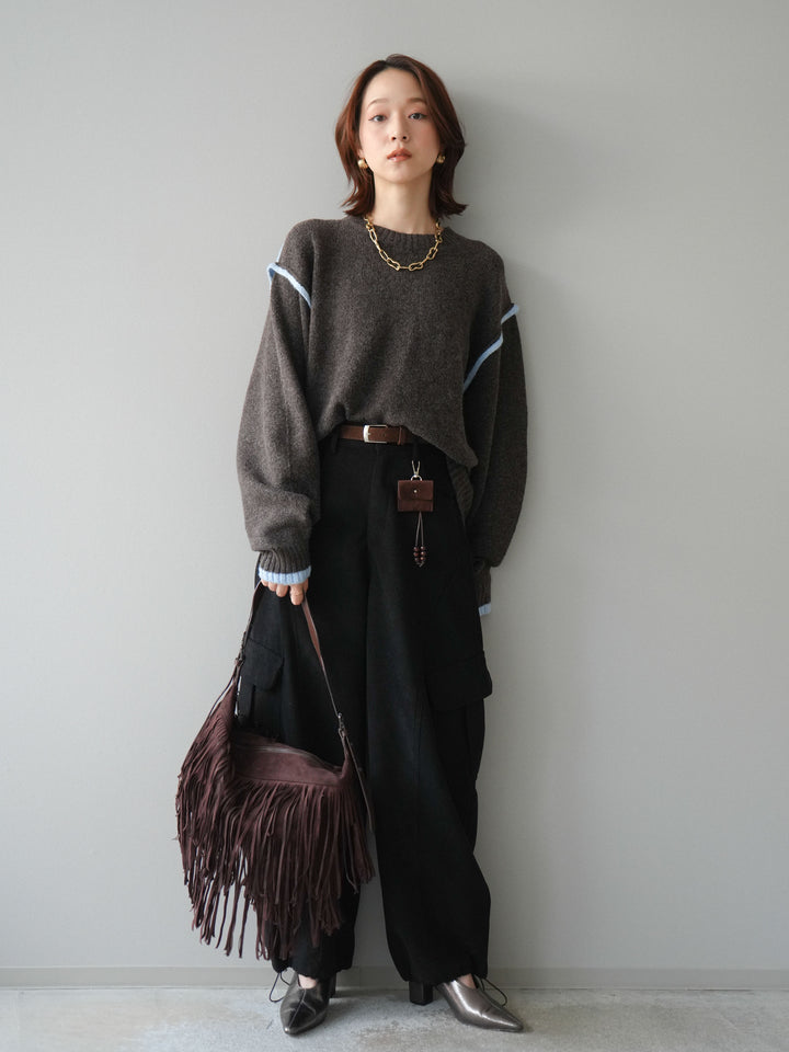 [予約]ベルト付コーデュロイカーゴパンツ/black